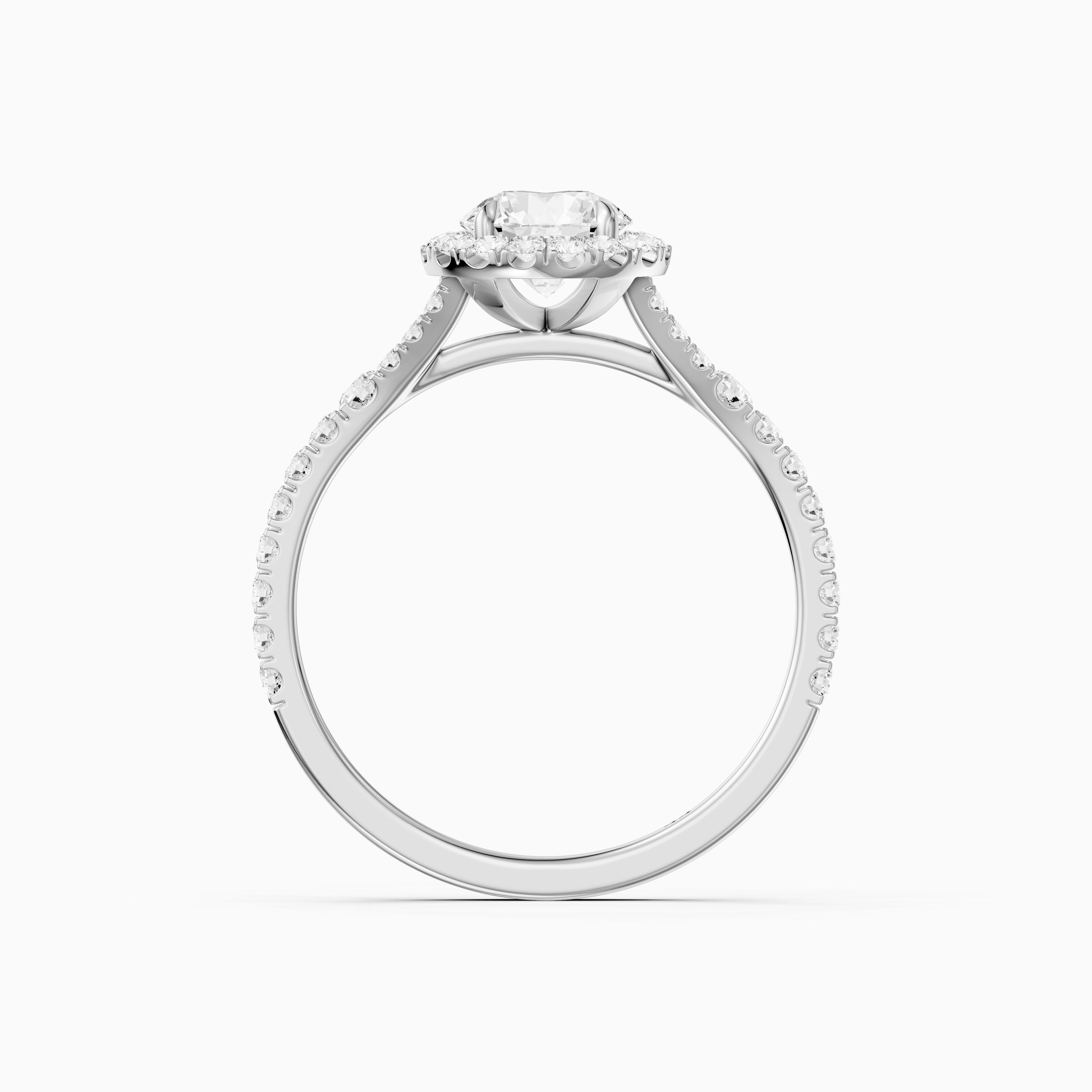 Alison Round Cut Halo Split Shank Pave Moissanite Diamond Ring