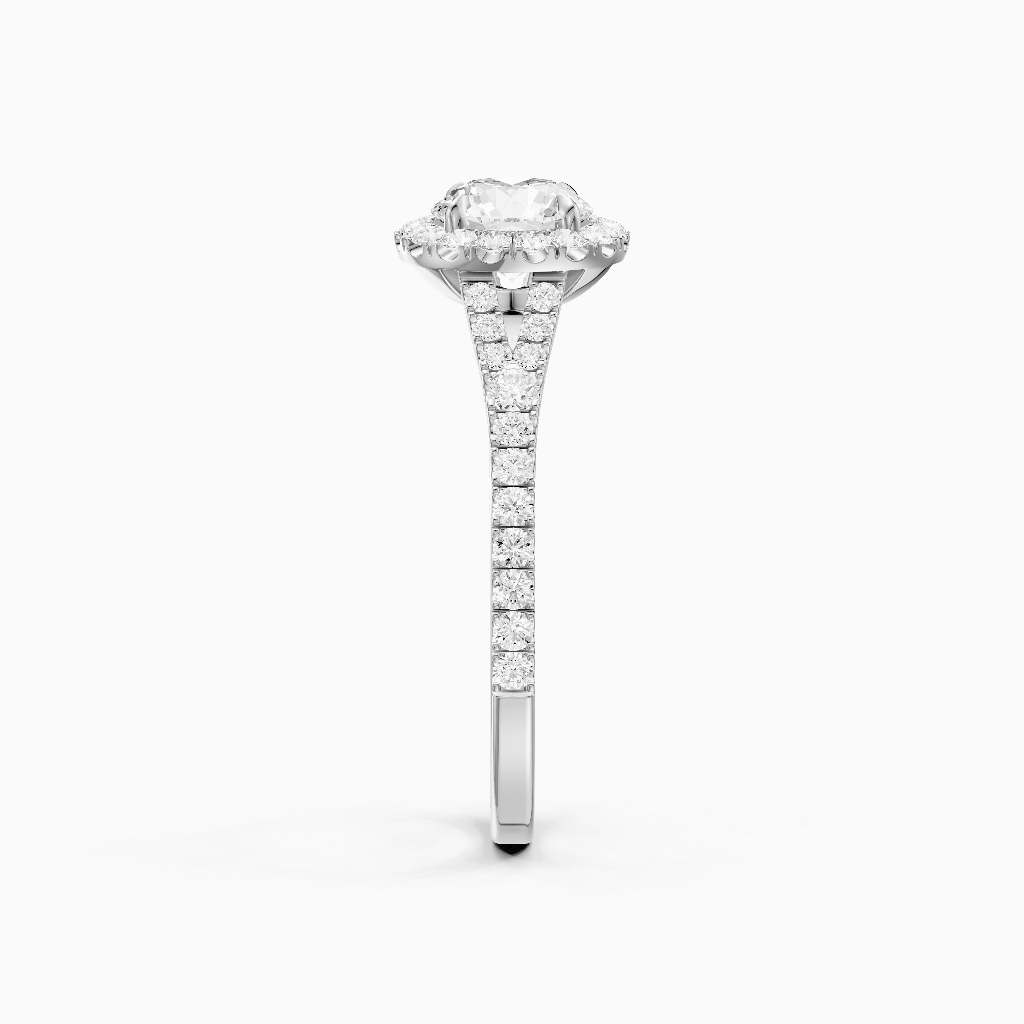 Alison Round Cut Halo Split Shank Pave Moissanite Diamond Ring