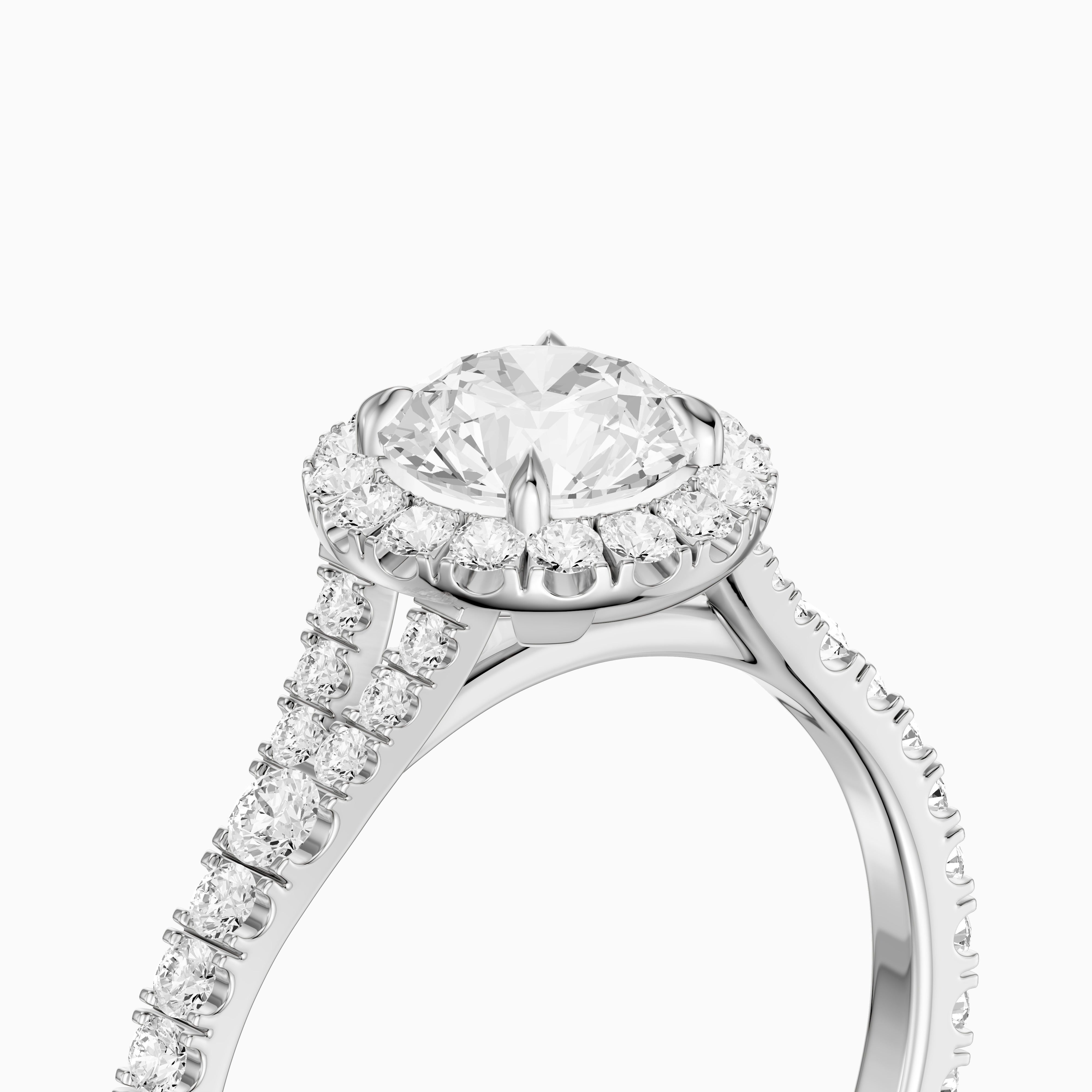 Alison Round Cut Halo Split Shank Pave Moissanite Diamond Ring