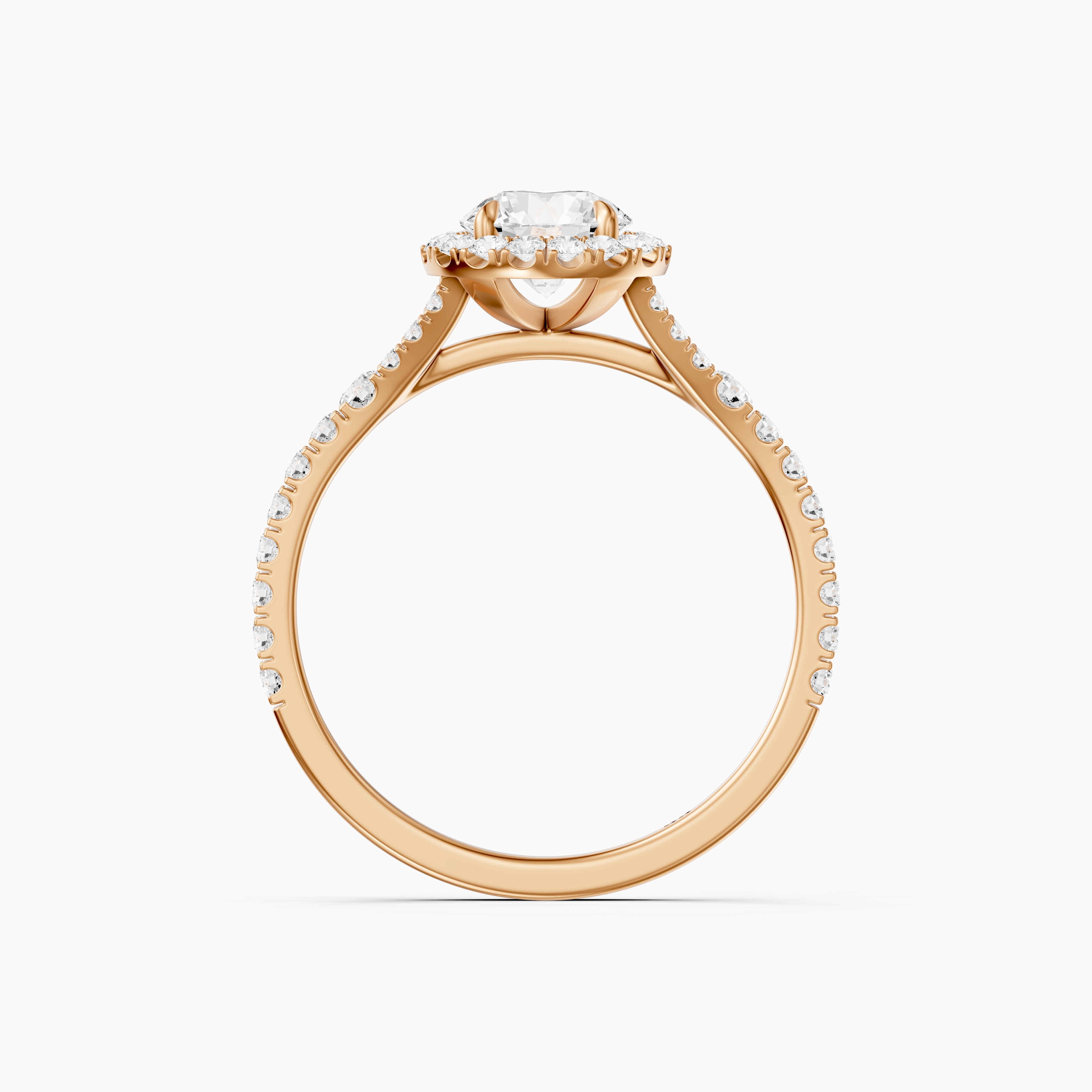 Alison Round Cut Halo Split Shank Pave Moissanite Diamond Ring