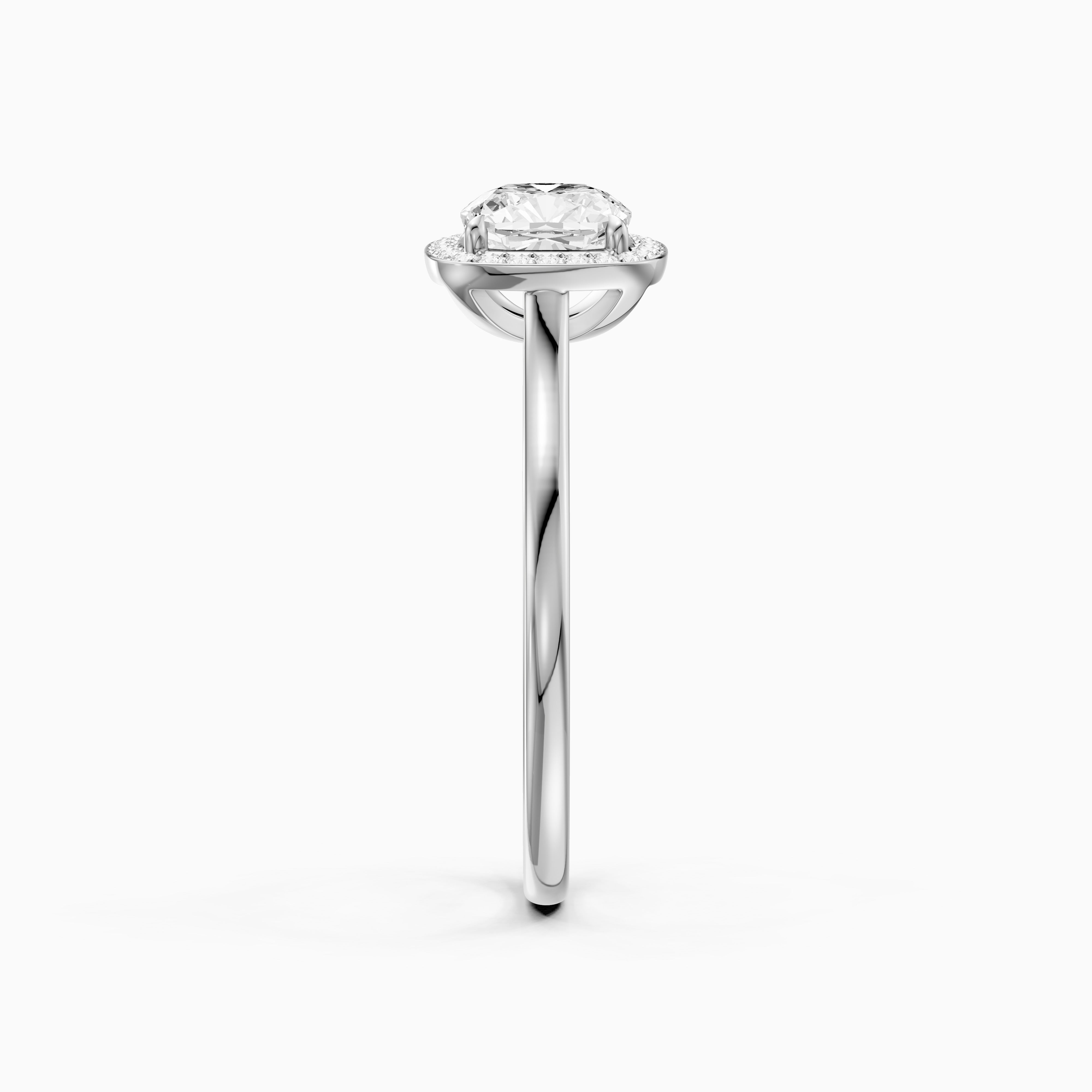 Emberly Cushion Cut Halo Cathedral Style Moissanite Diamond Ring