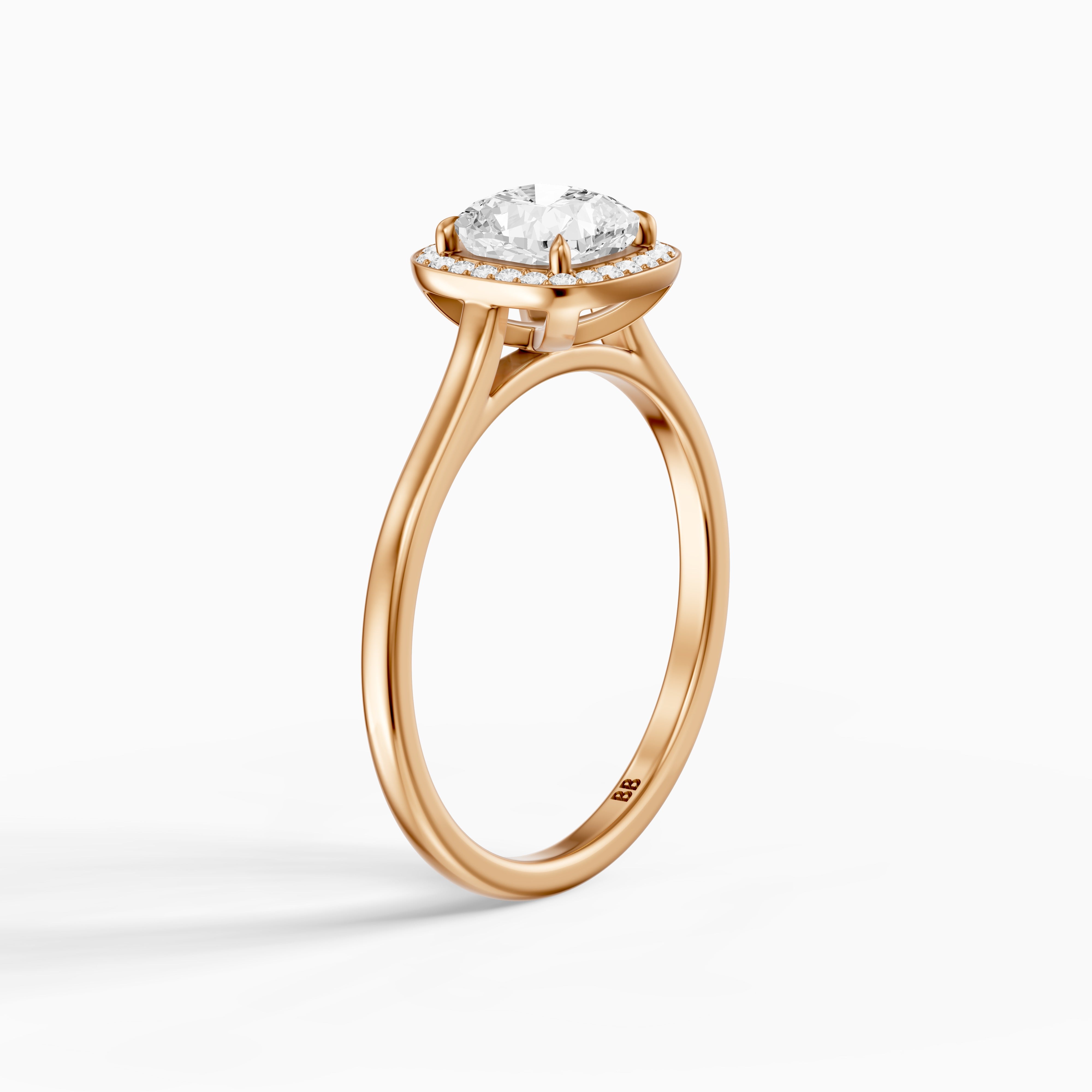 Emberly Cushion Cut Halo Cathedral Style Moissanite Diamond Ring