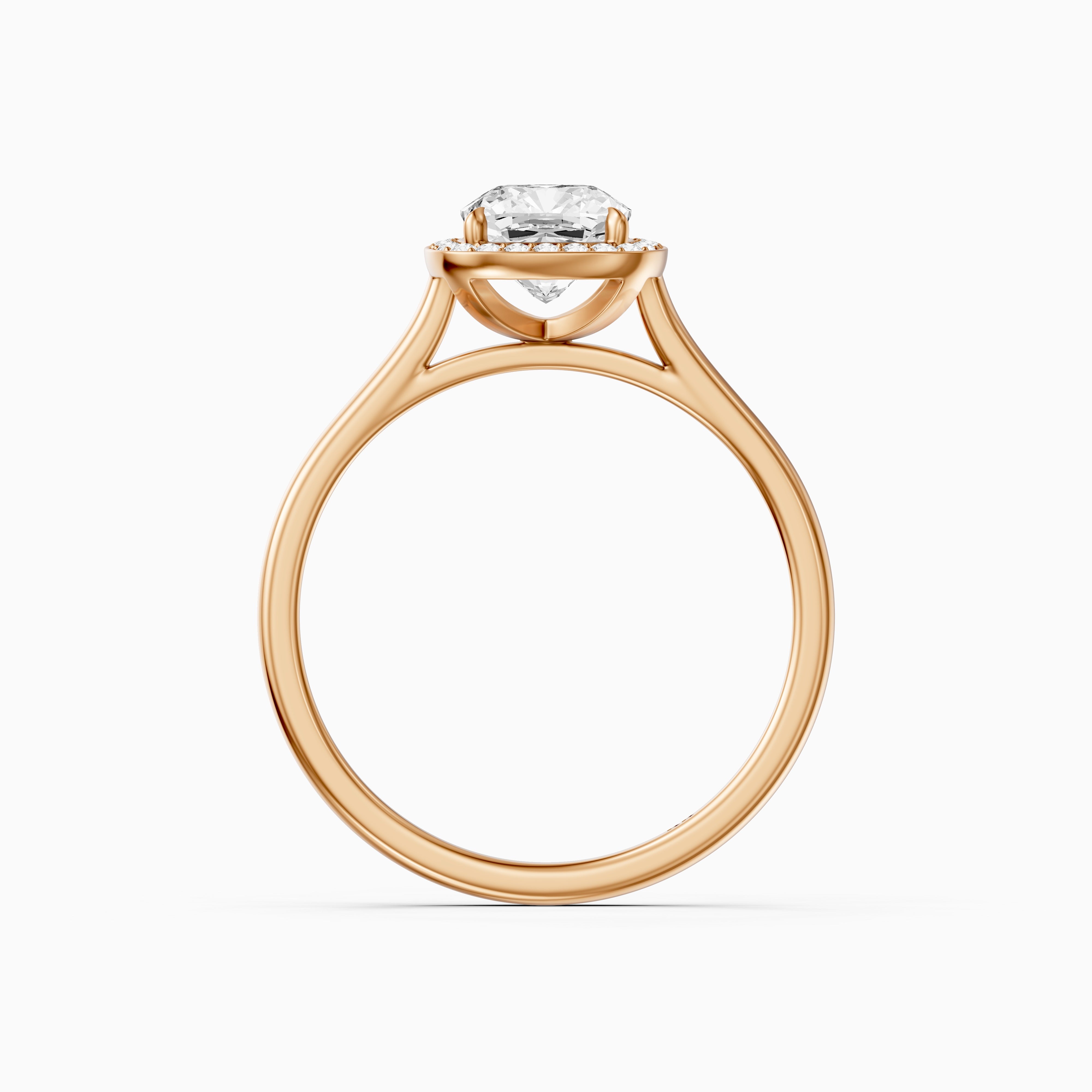 Emberly Cushion Cut Halo Cathedral Style Moissanite Diamond Ring