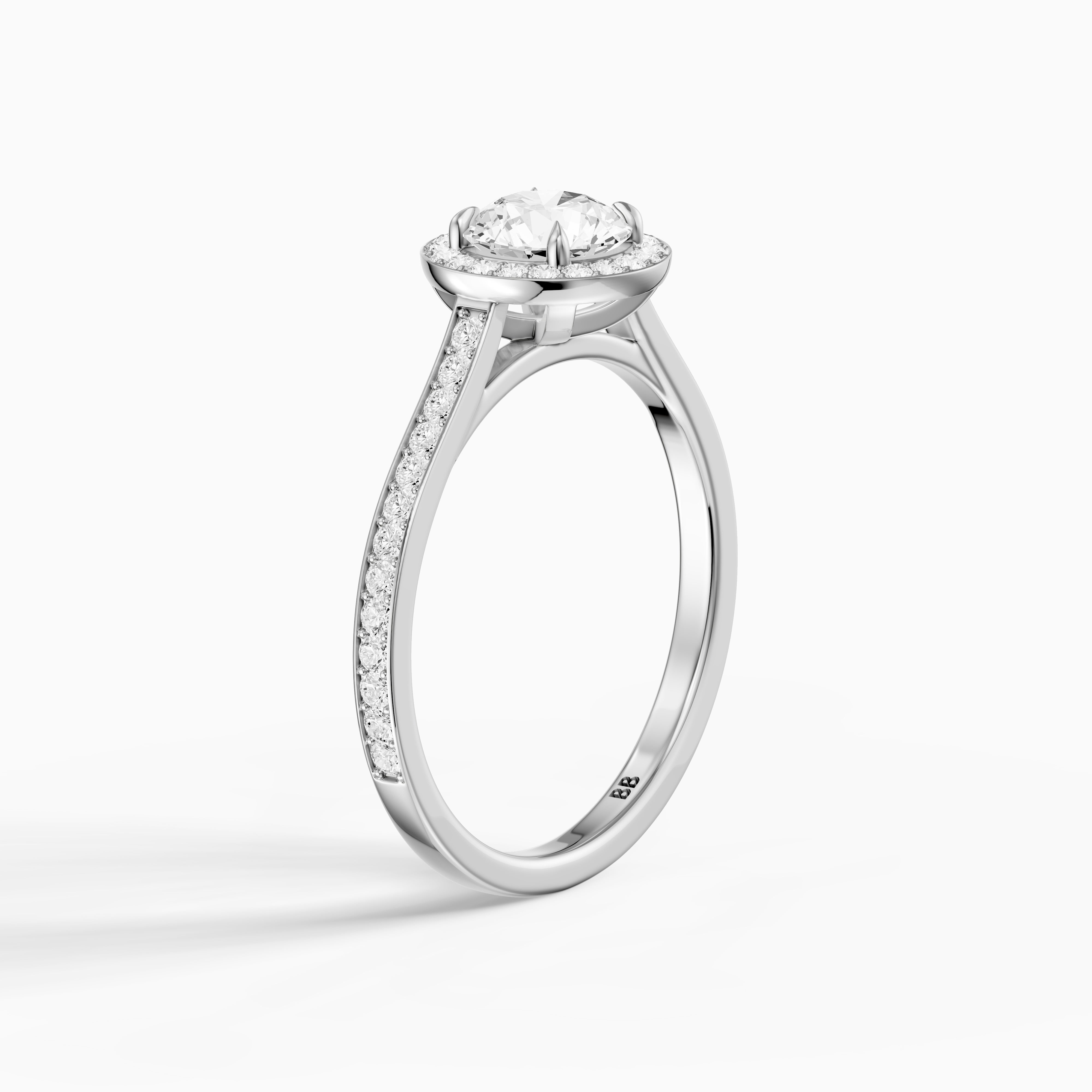 Marlie Round Cut Halo Channel Set Moissanite Diamond Ring