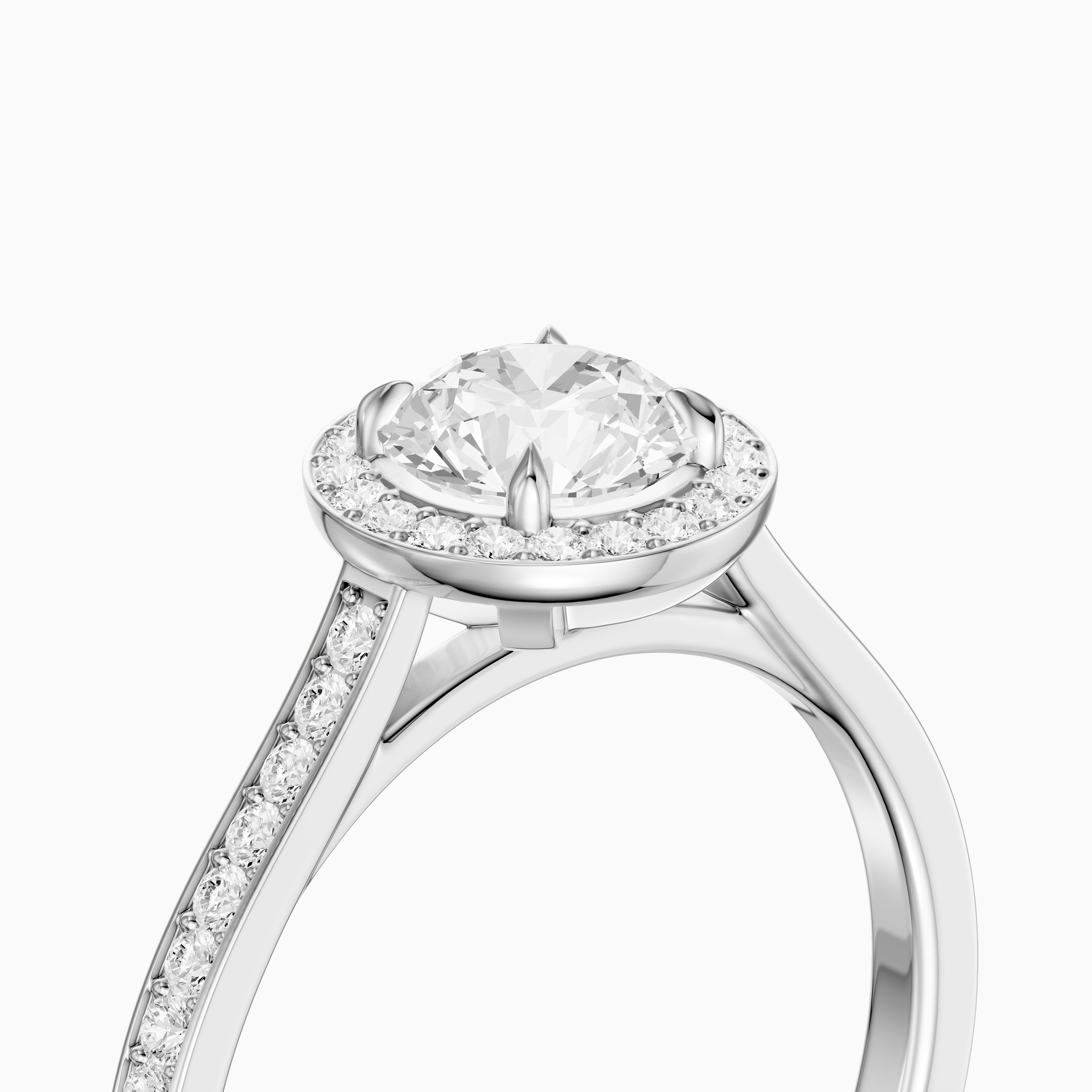 Marlie Round Cut Halo Channel Set Moissanite Diamond Ring