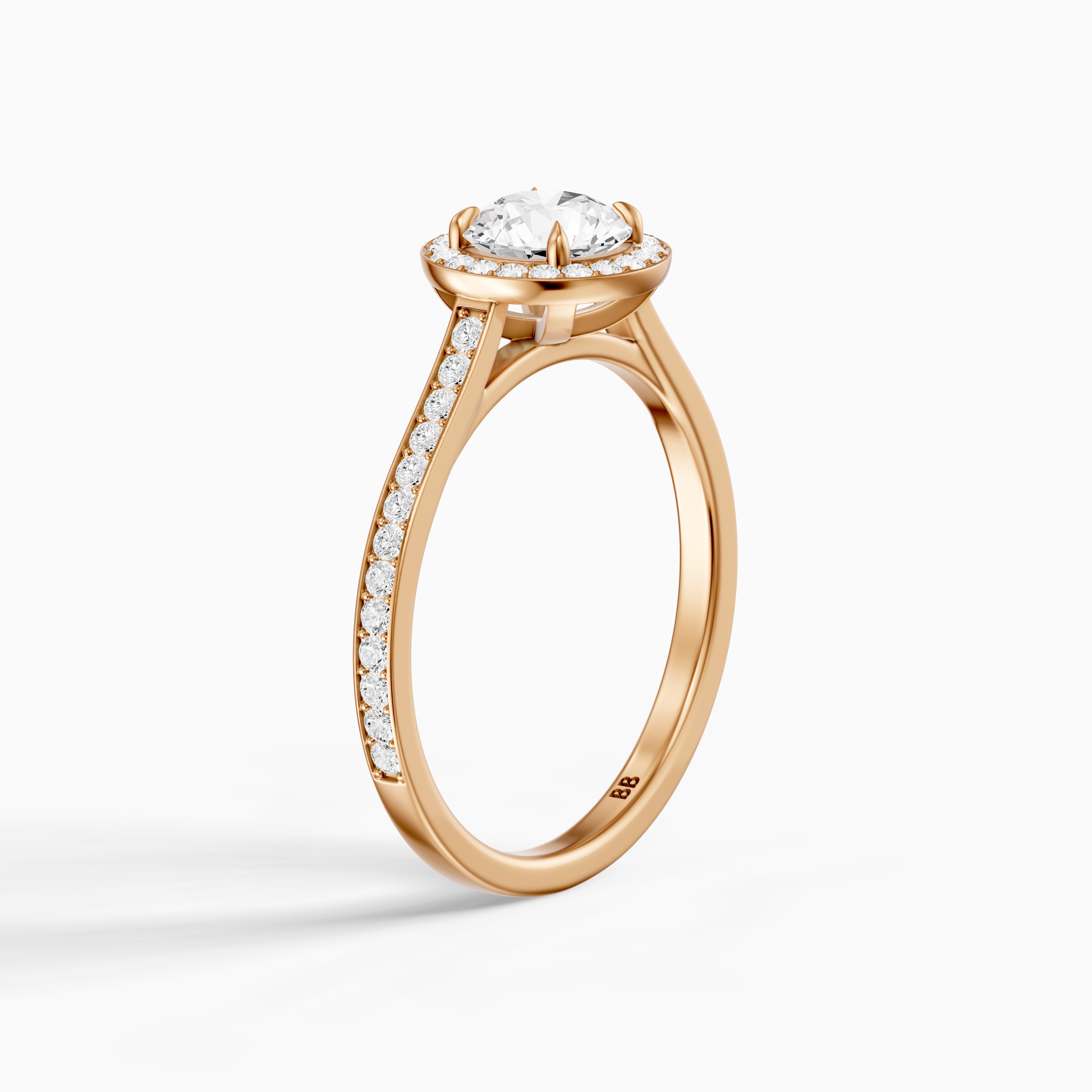 Marlie Round Cut Halo Channel Set Moissanite Diamond Ring