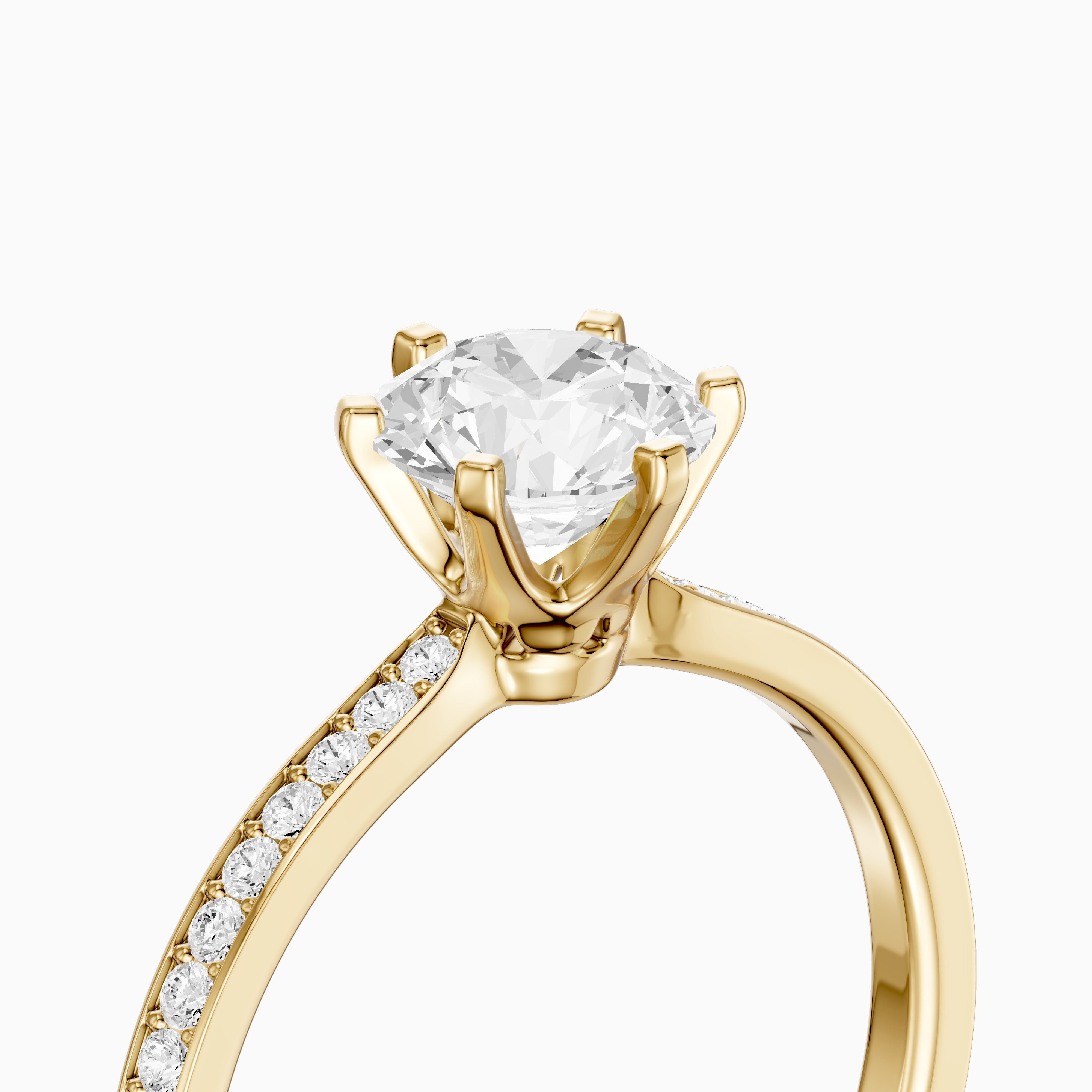 Keegan 6 Prong Round Cut Channel Set Moissanite Diamond Ring