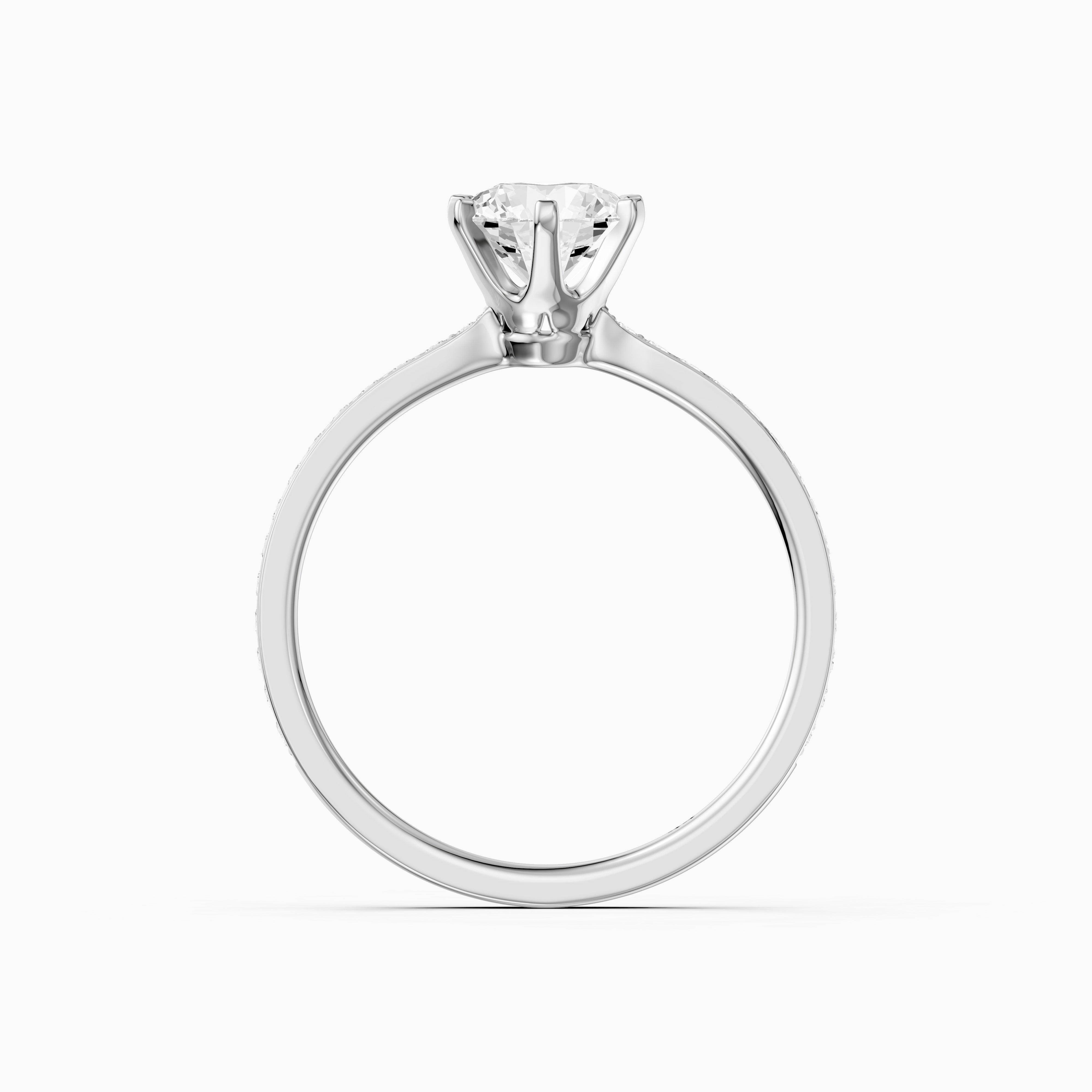 Keegan 6 Prong Round Cut Channel Set Moissanite Diamond Ring