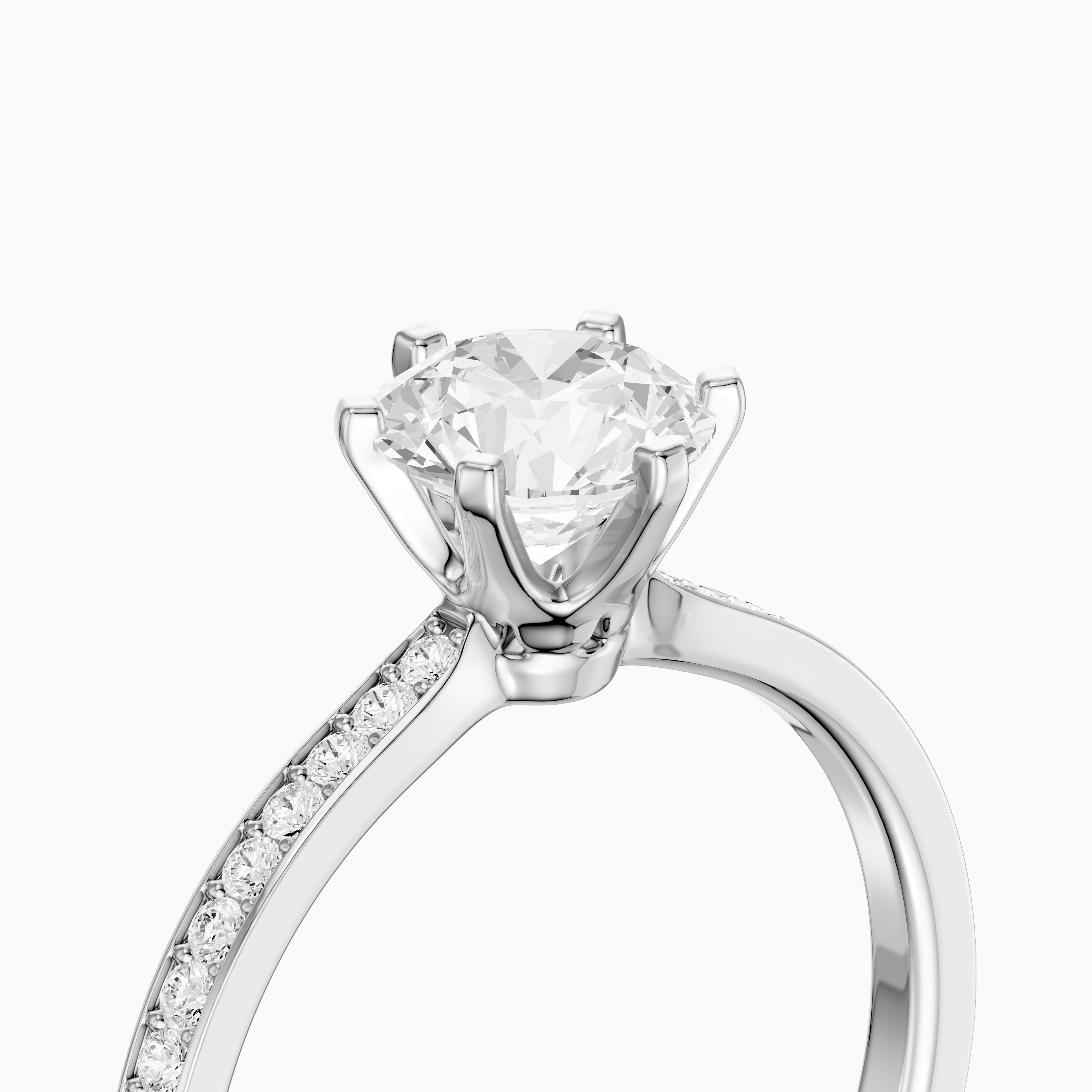 Keegan 6 Prong Round Cut Channel Set Moissanite Diamond Ring