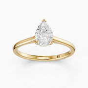 Emily 3 Prong Pear Cut Solitaire Cathedral Lab Grown Diamond Ring