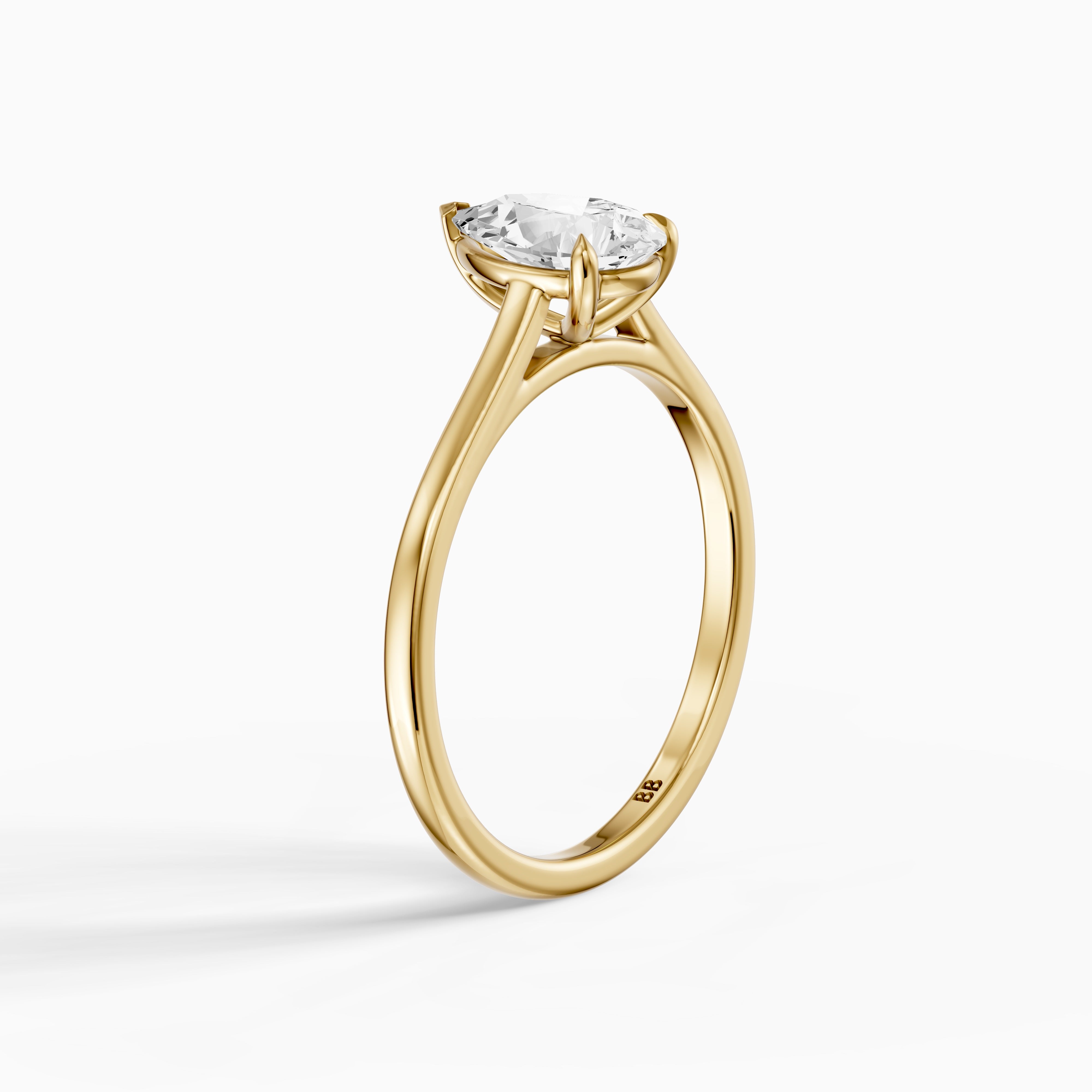 Emily 3 Prong Pear Cut Solitaire Cathedral Moissanite Diamond Ring