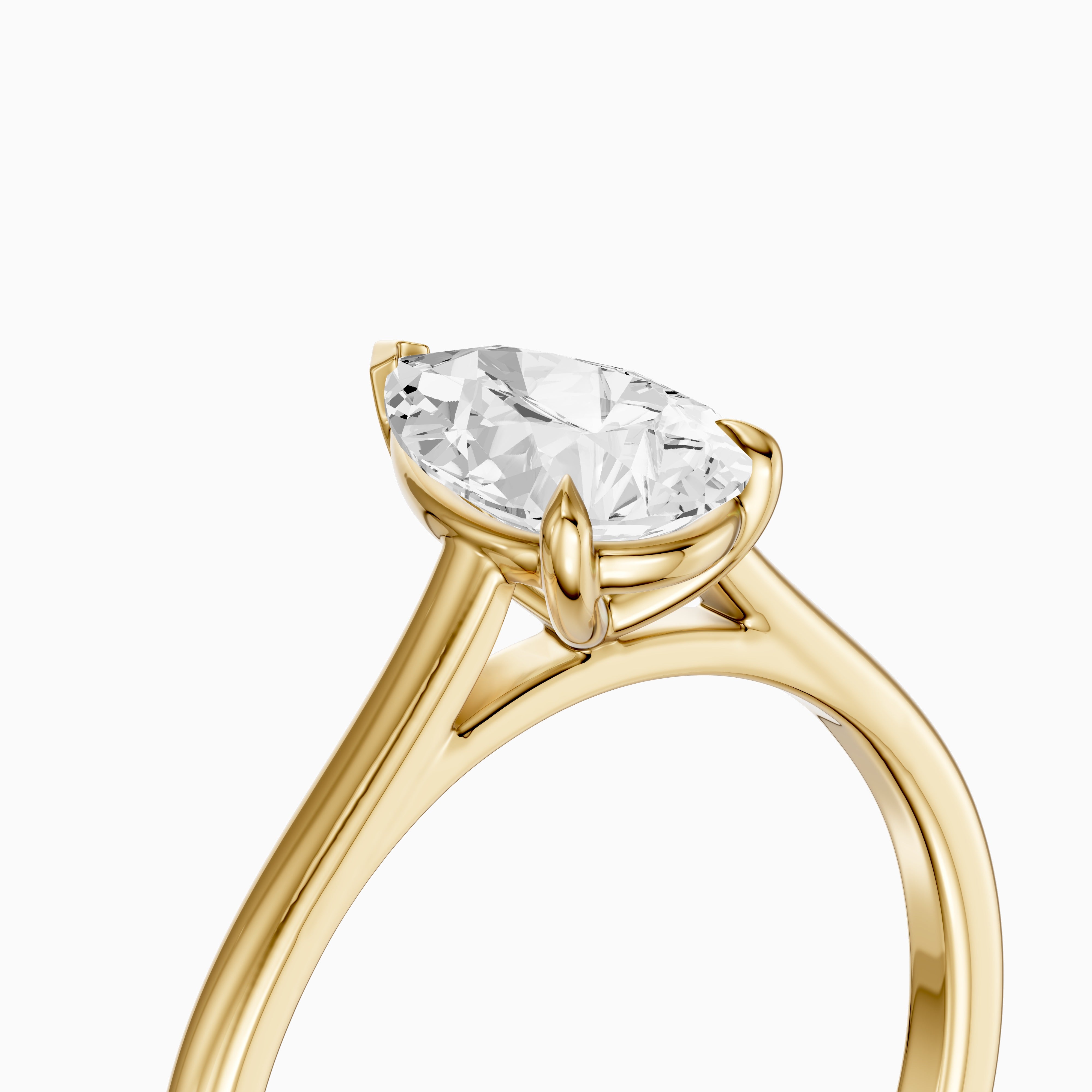 Emily 3 Prong Pear Cut Solitaire Cathedral Moissanite Diamond Ring