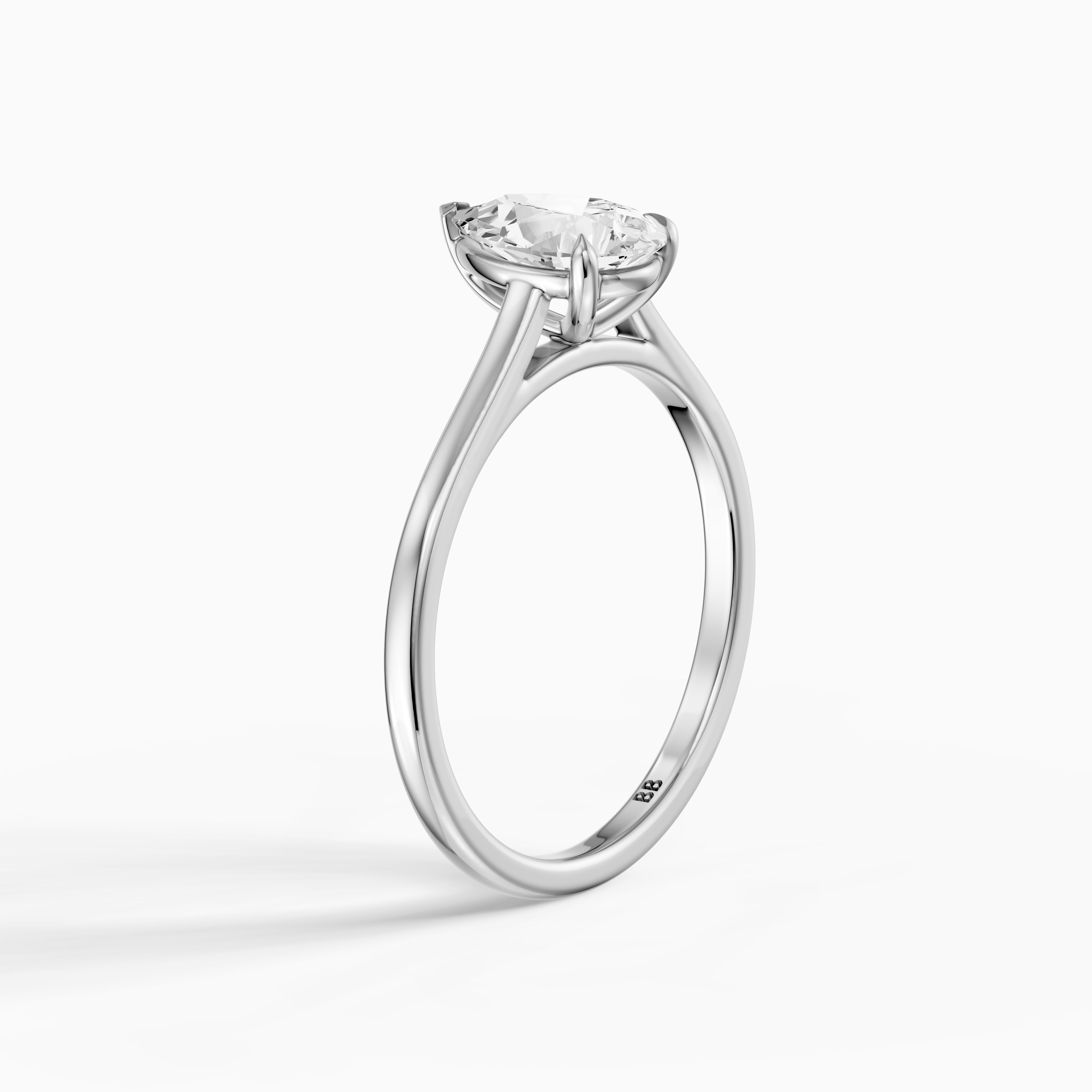 Emily 3 Prong Pear Cut Solitaire Cathedral Moissanite Diamond Ring