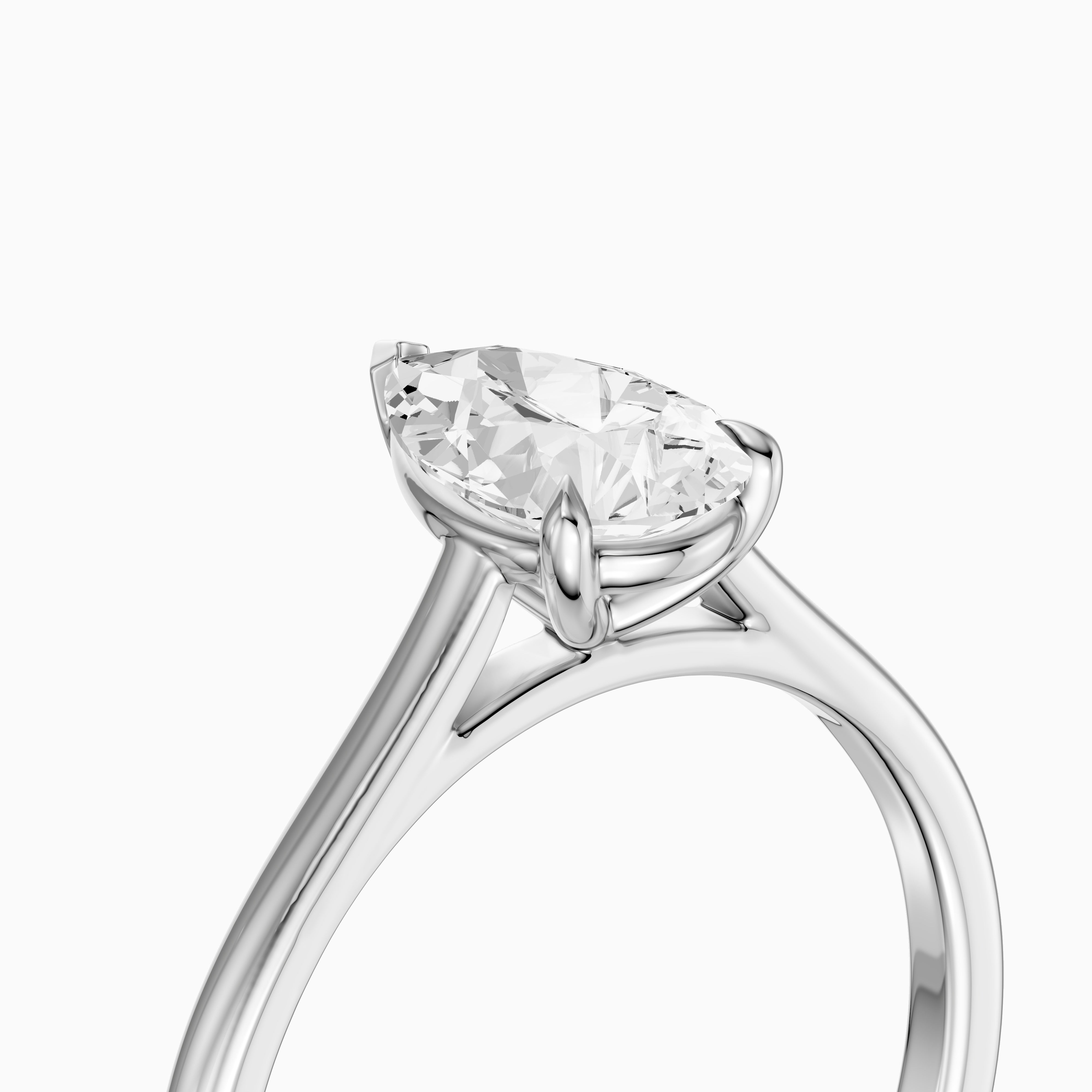 Emily 3 Prong Pear Cut Solitaire Cathedral Moissanite Diamond Ring