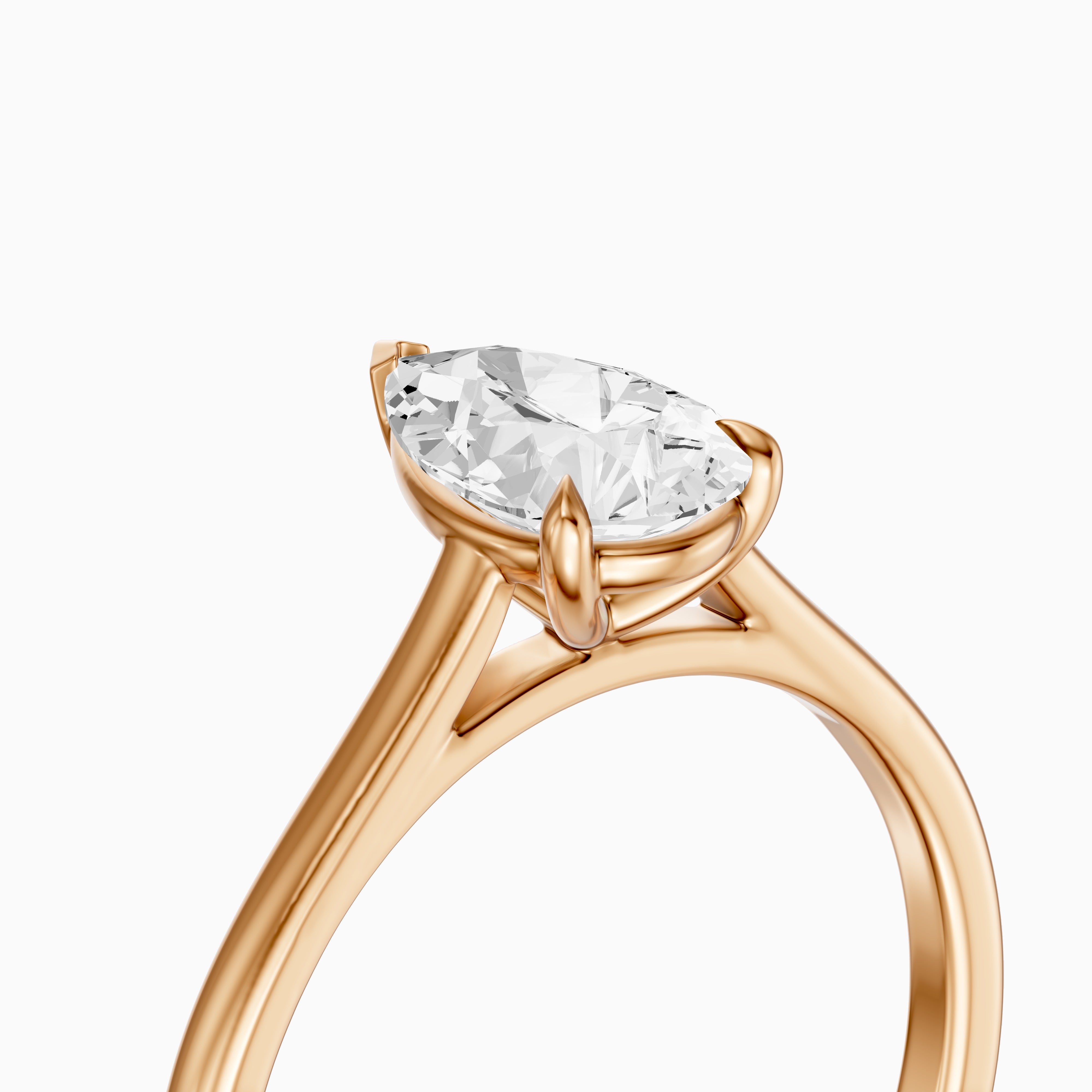 Emily 3 Prong Pear Cut Solitaire Cathedral Moissanite Diamond Ring