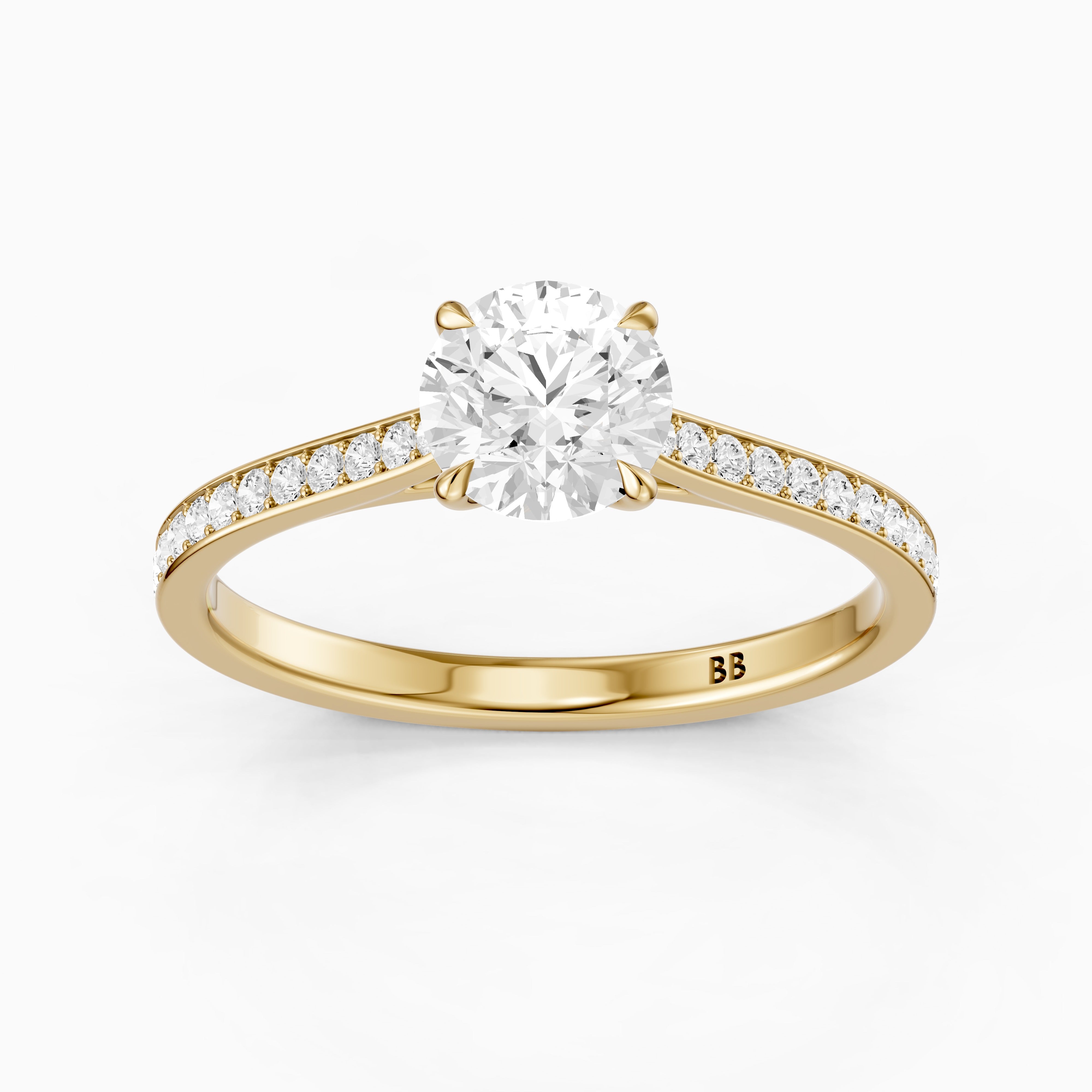 Jolene 4 Prong Round Cut Side Stone Channel Set Lab Grown Diamond Ring