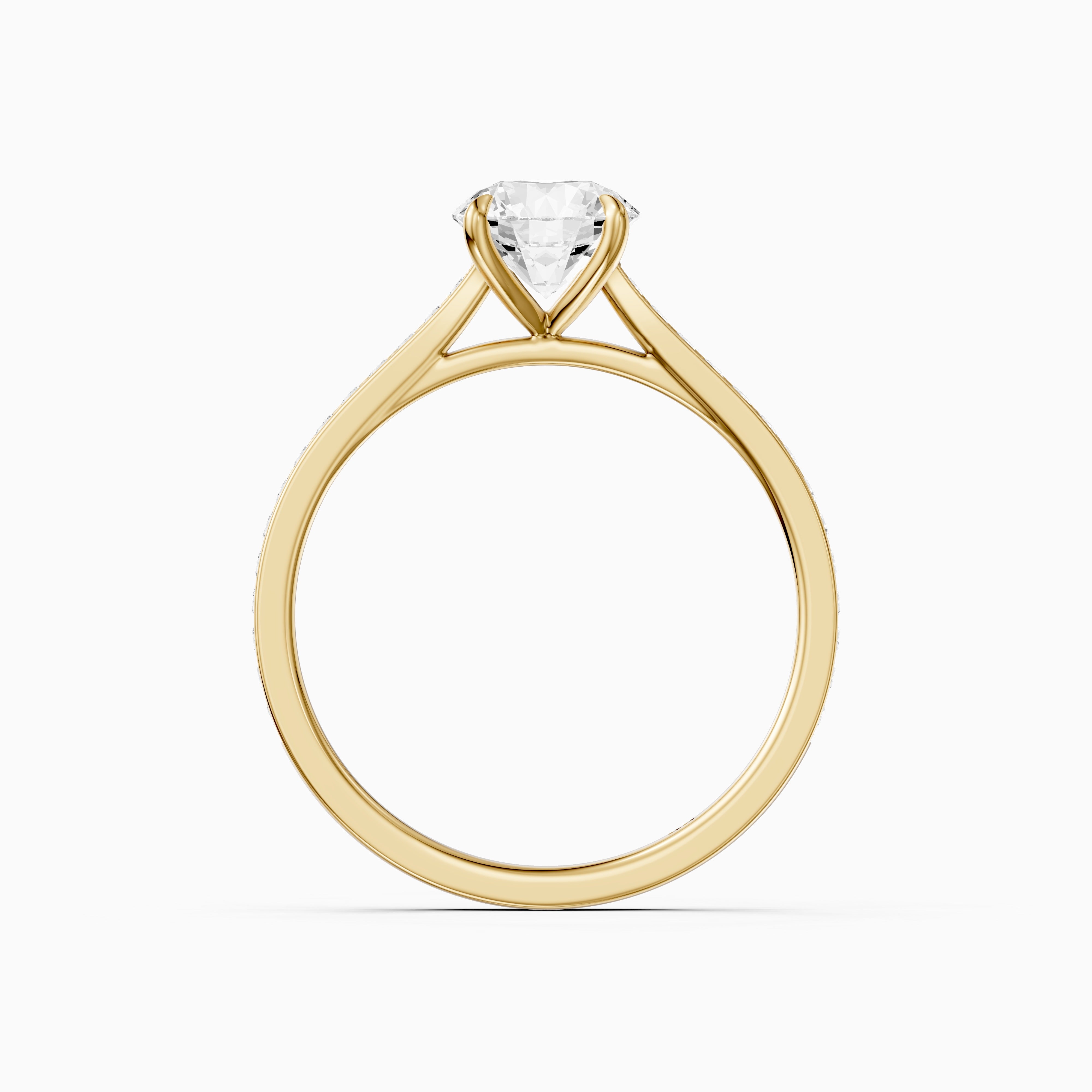 Jolene 4 Prong Round Cut Side Stone Channel Set Moissanite Diamond Ring