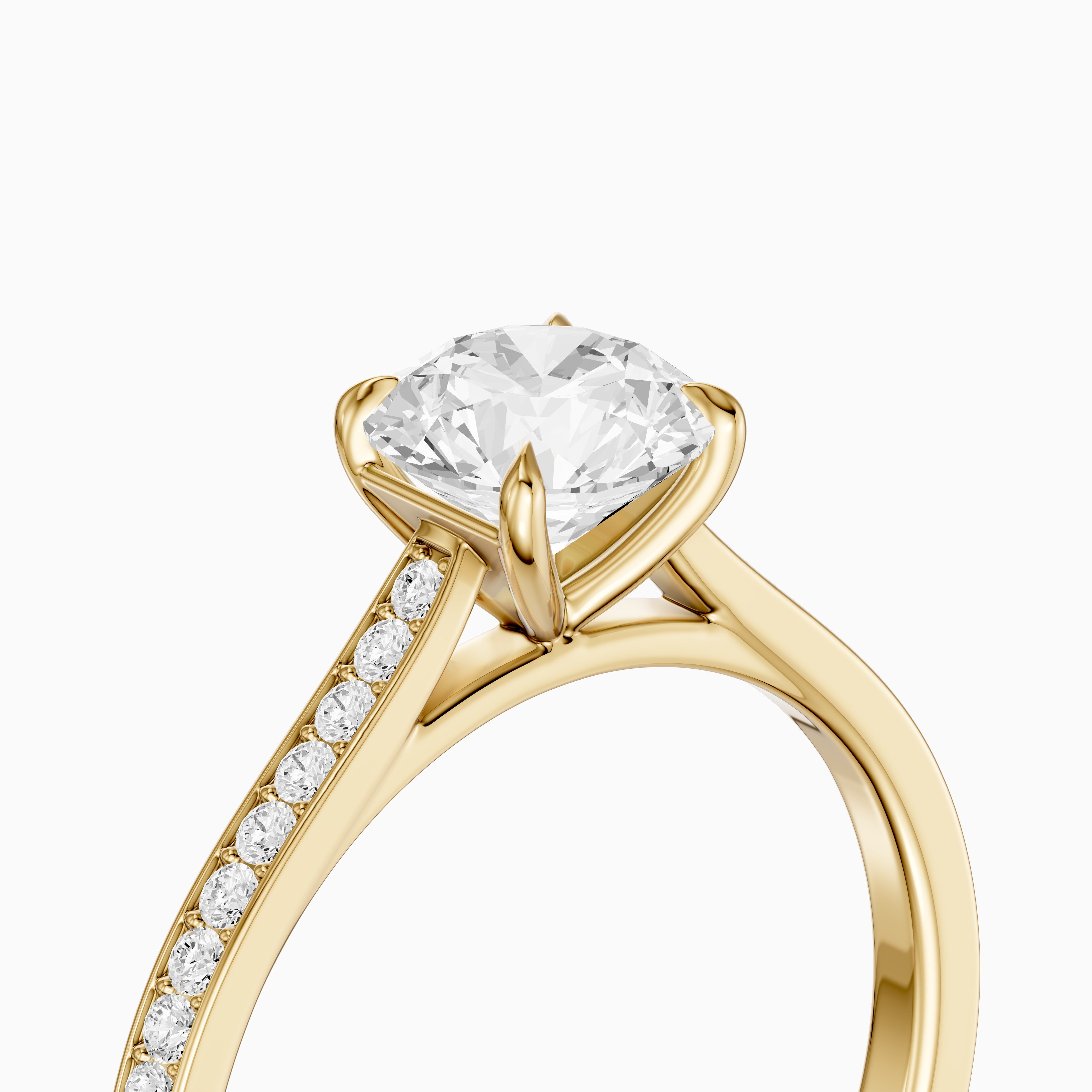 Jolene 4 Prong Round Cut Side Stone Channel Set Moissanite Diamond Ring