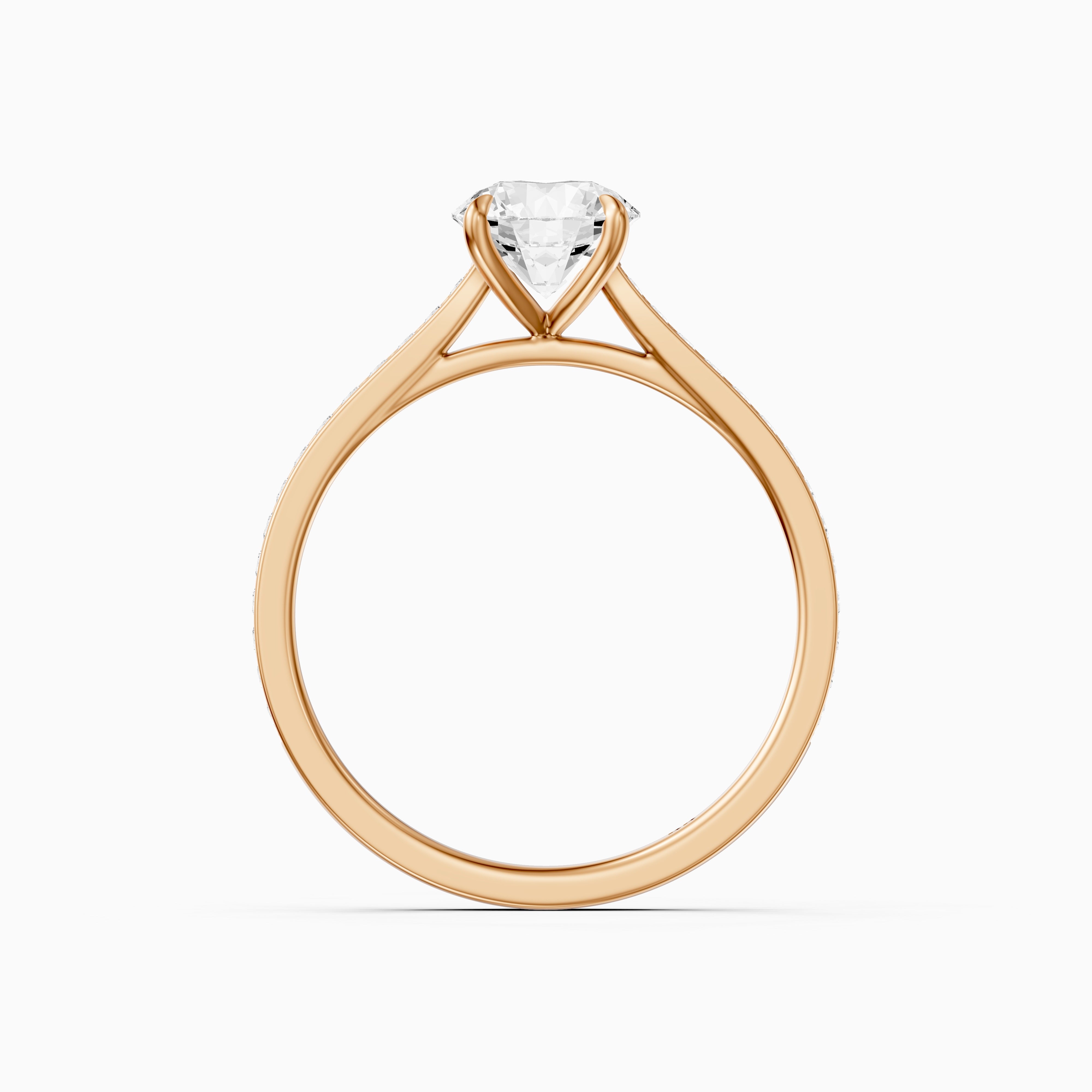 Jolene 4 Prong Round Cut Side Stone Channel Set Moissanite Diamond Ring