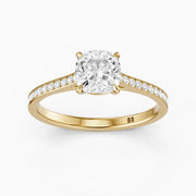 Jorene 4 Prong Cushion Cut Channel Set Lab Grown Diamond Ring
