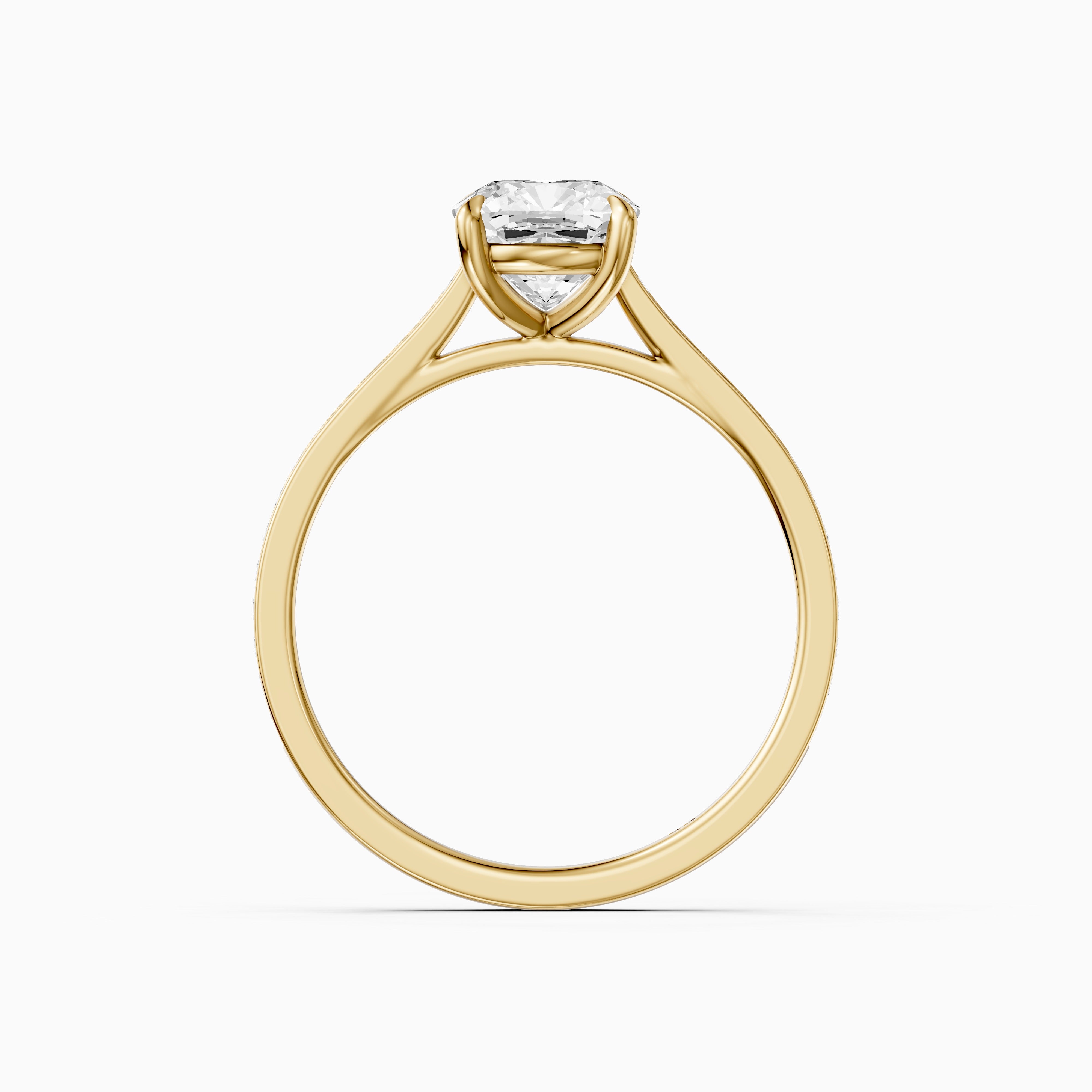 Jorene 4 Prong Cushion Cut Channel Set Moissanite Diamond Ring