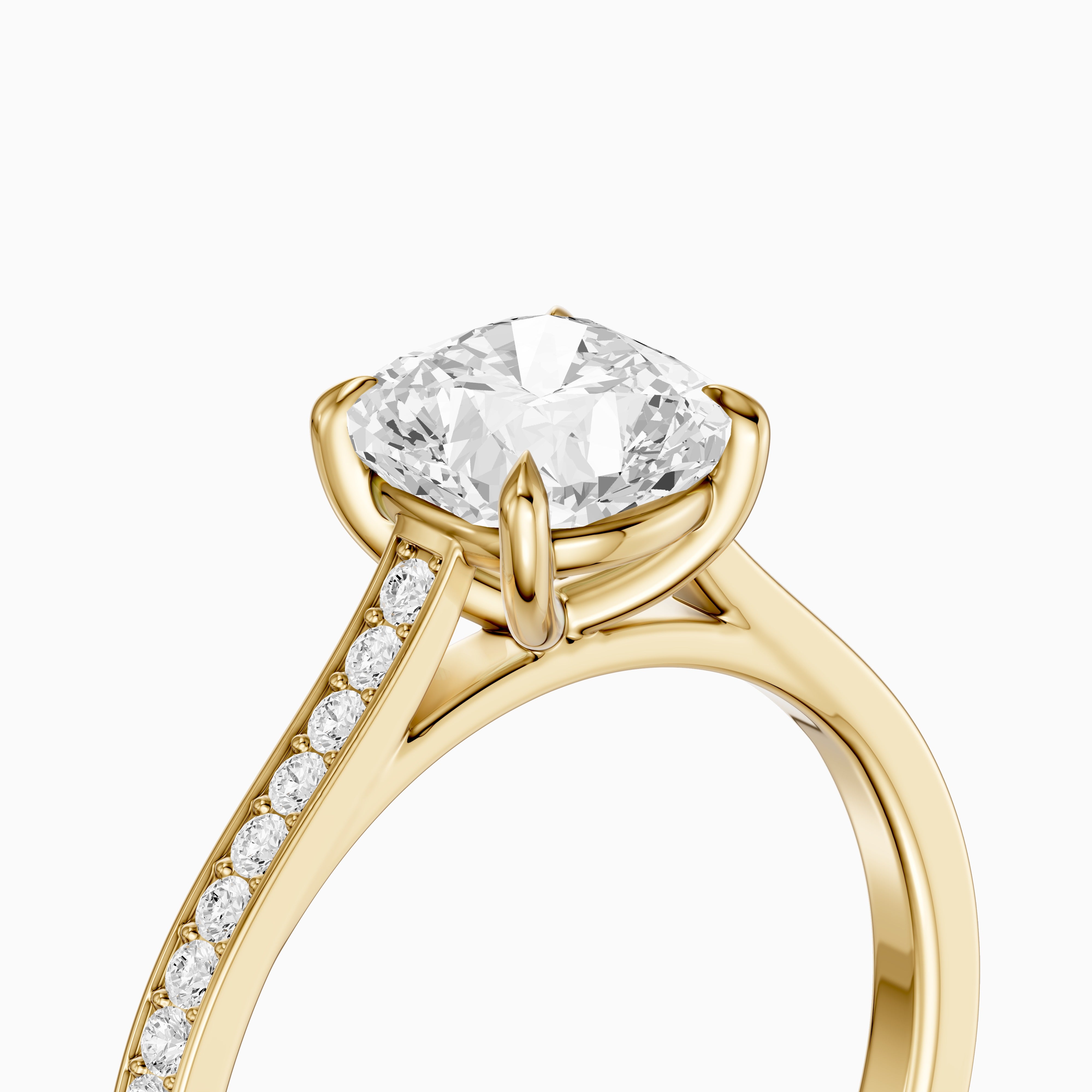 Jorene 4 Prong Cushion Cut Channel Set Moissanite Diamond Ring