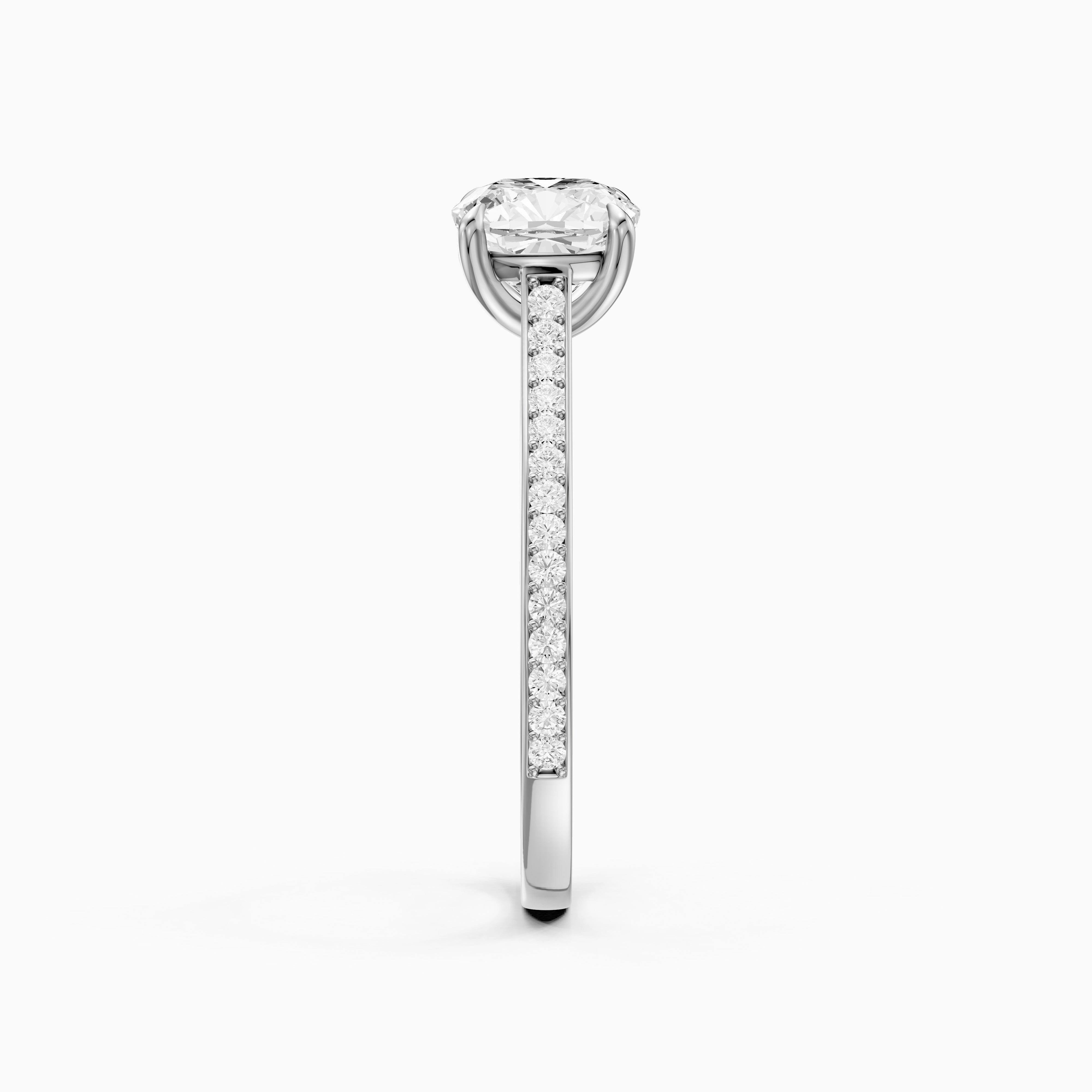 Jorene 4 Prong Cushion Cut Channel Set Moissanite Diamond Ring
