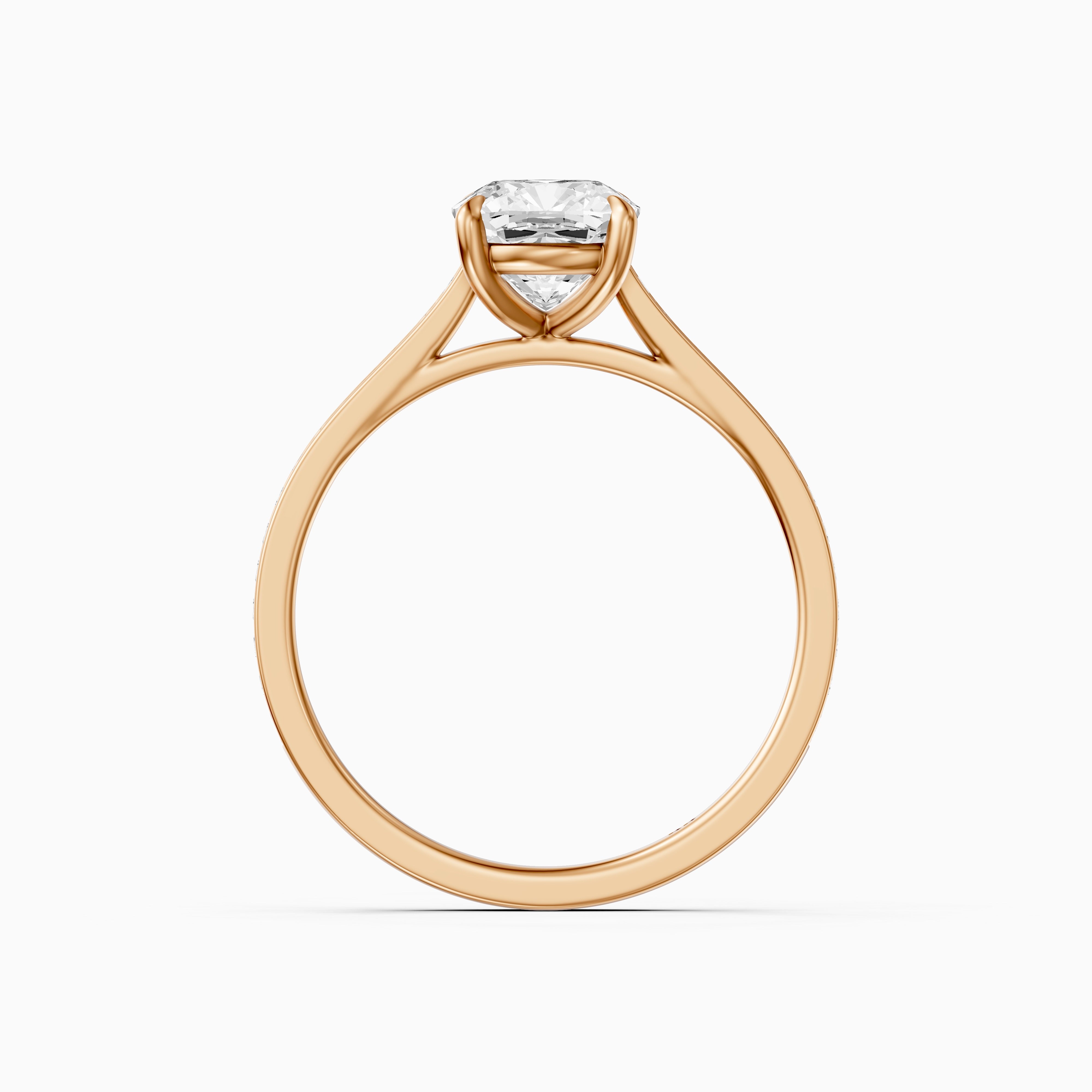 Jorene 4 Prong Cushion Cut Channel Set Moissanite Diamond Ring