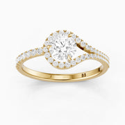Jorden Round Unique Halo Pave Side Stone Moissanite Diamond Ring