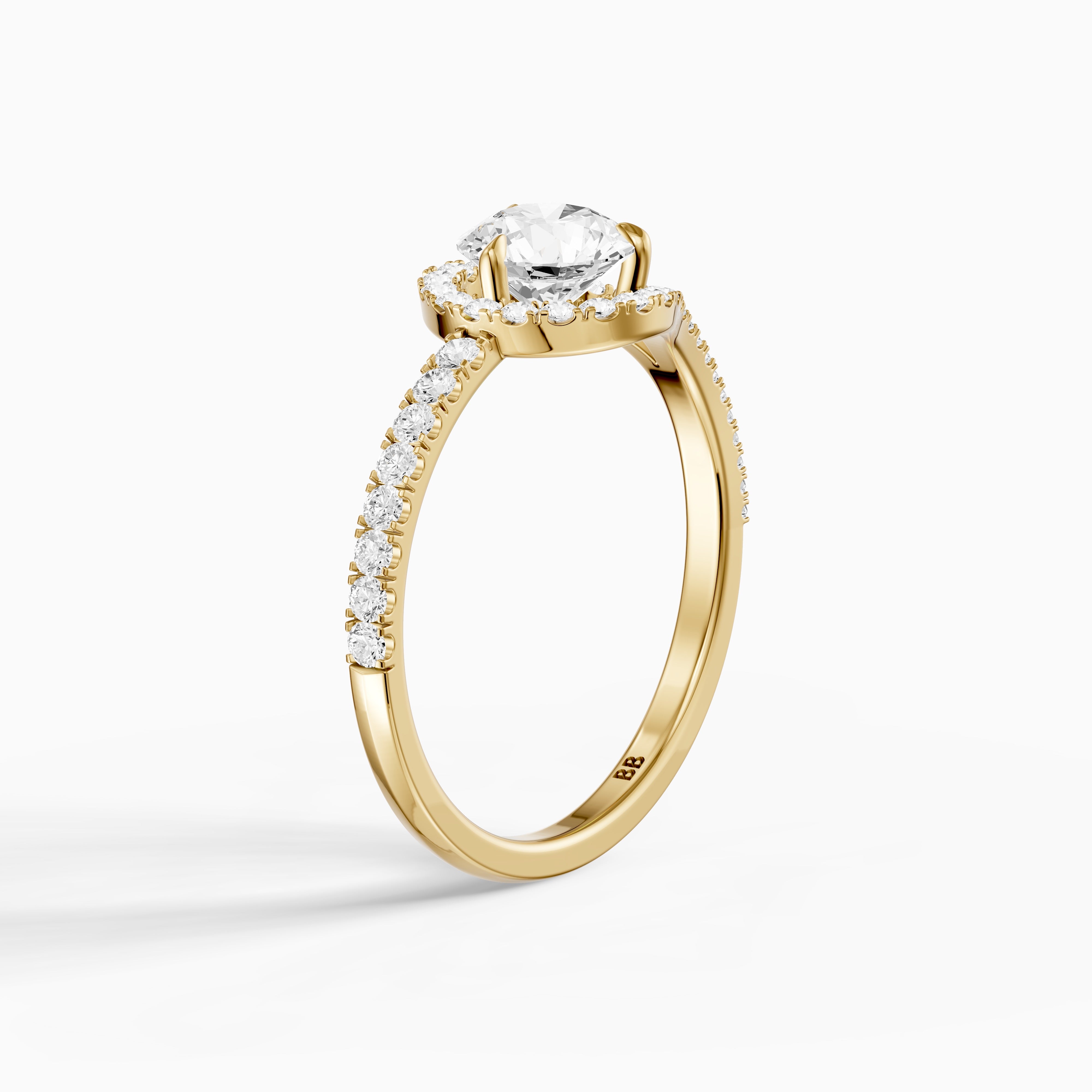 Jorden Round Unique Halo Pave Side Stone Lab Grown Diamond Ring