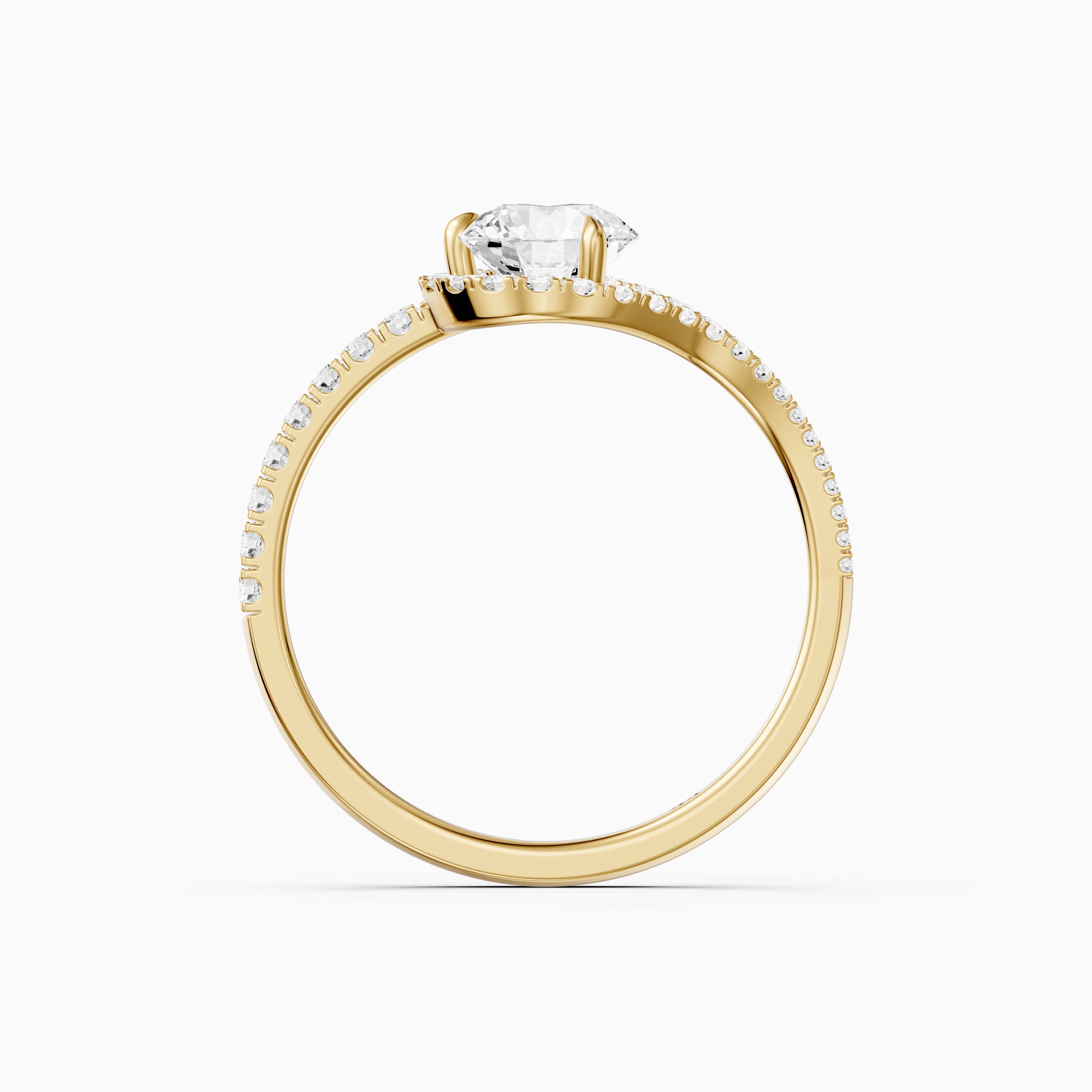 Jorden Round Unique Halo Pave Side Stone Moissanite Diamond Ring