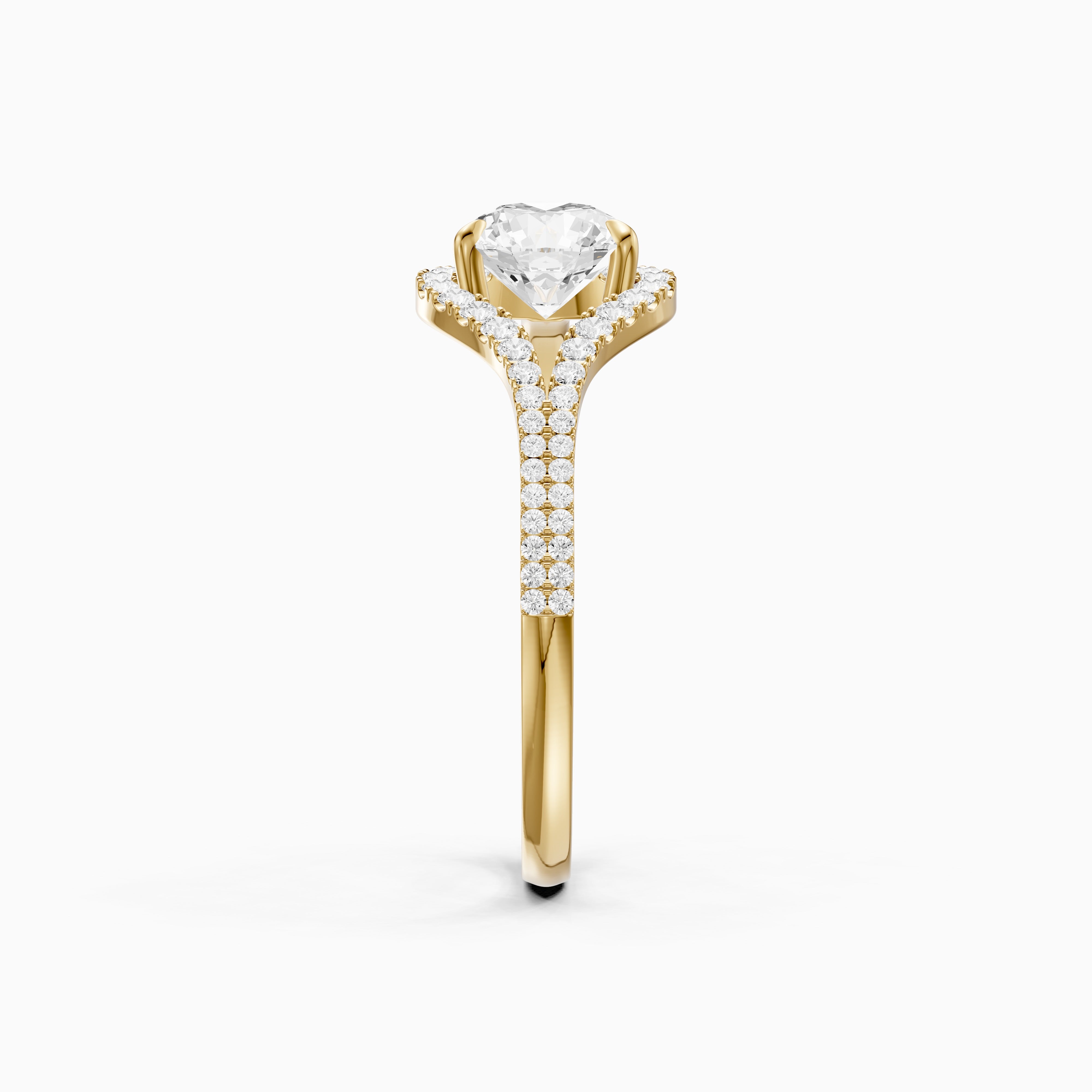 Jorden Round Unique Halo Pave Side Stone Moissanite Diamond Ring
