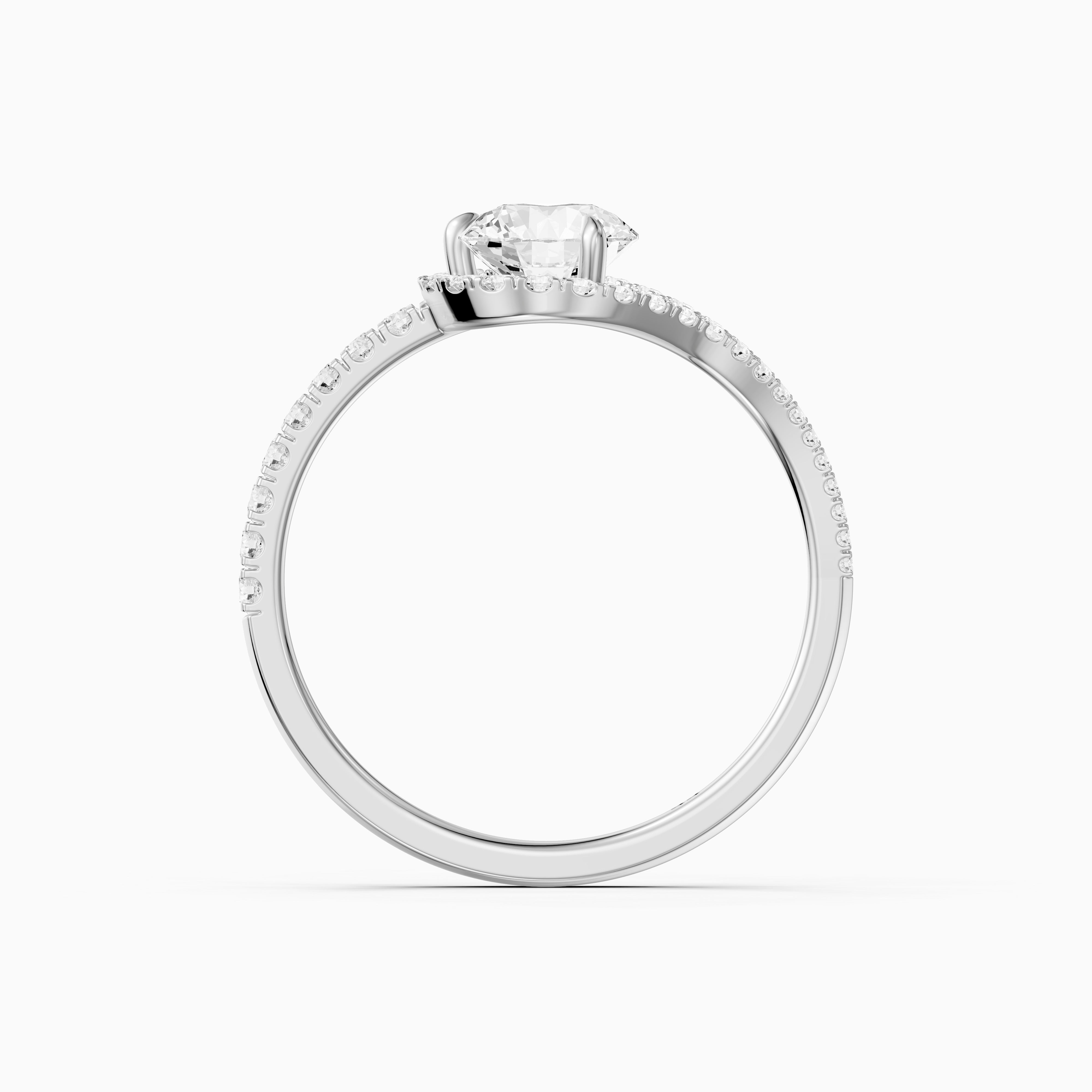 Jorden Round Unique Halo Pave Side Stone Moissanite Diamond Ring