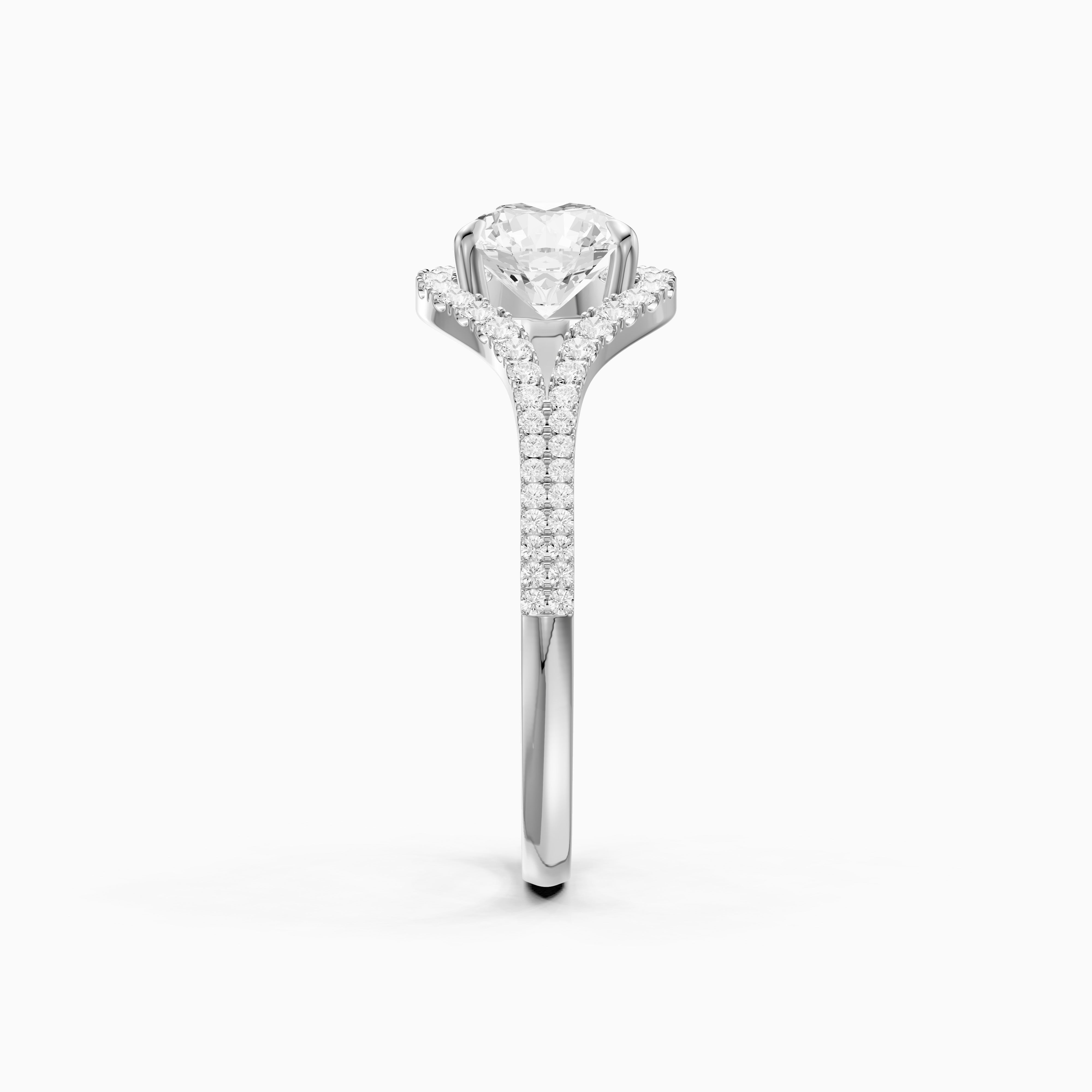Jorden Round Unique Halo Pave Side Stone Moissanite Diamond Ring