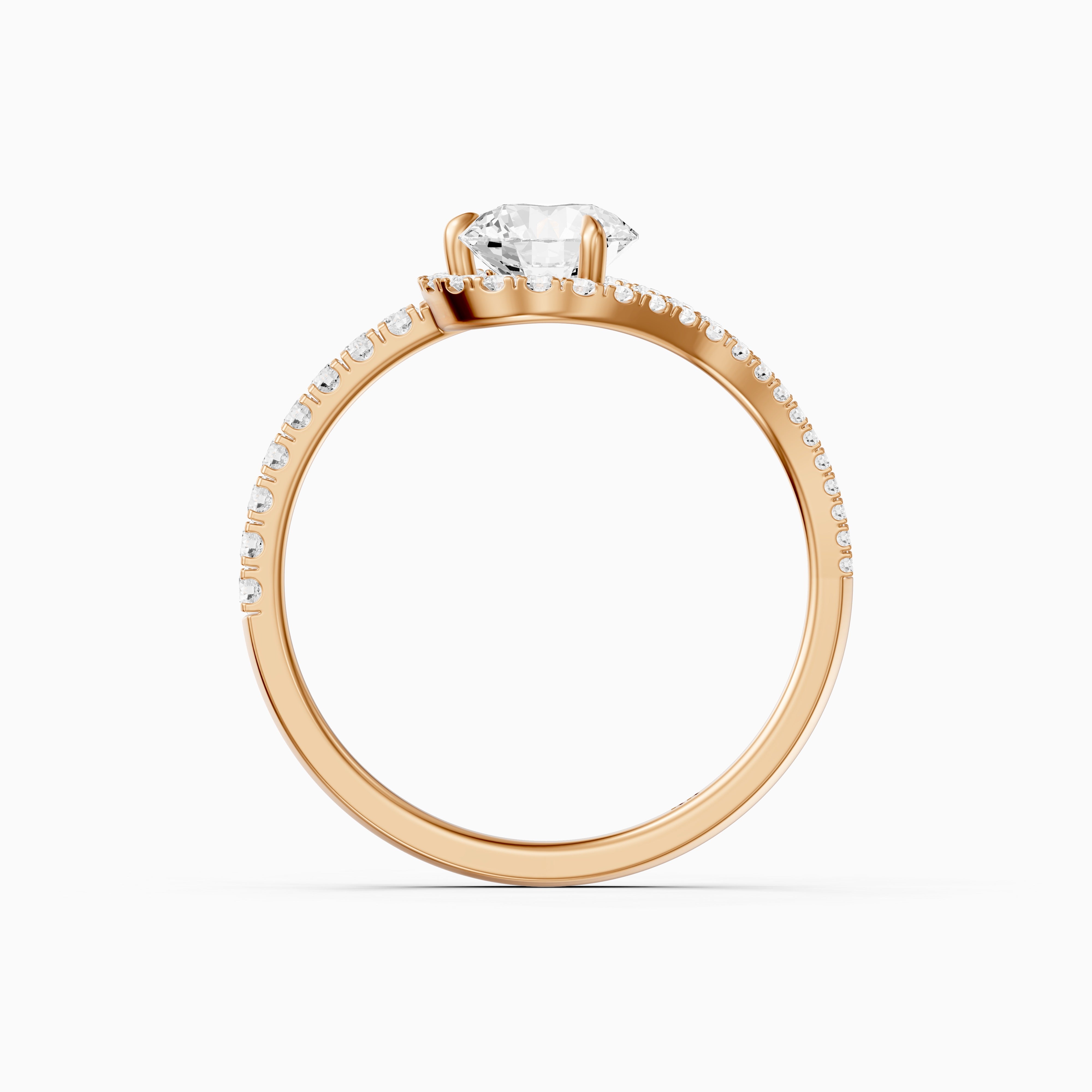 Jorden Round Unique Halo Pave Side Stone Moissanite Diamond Ring