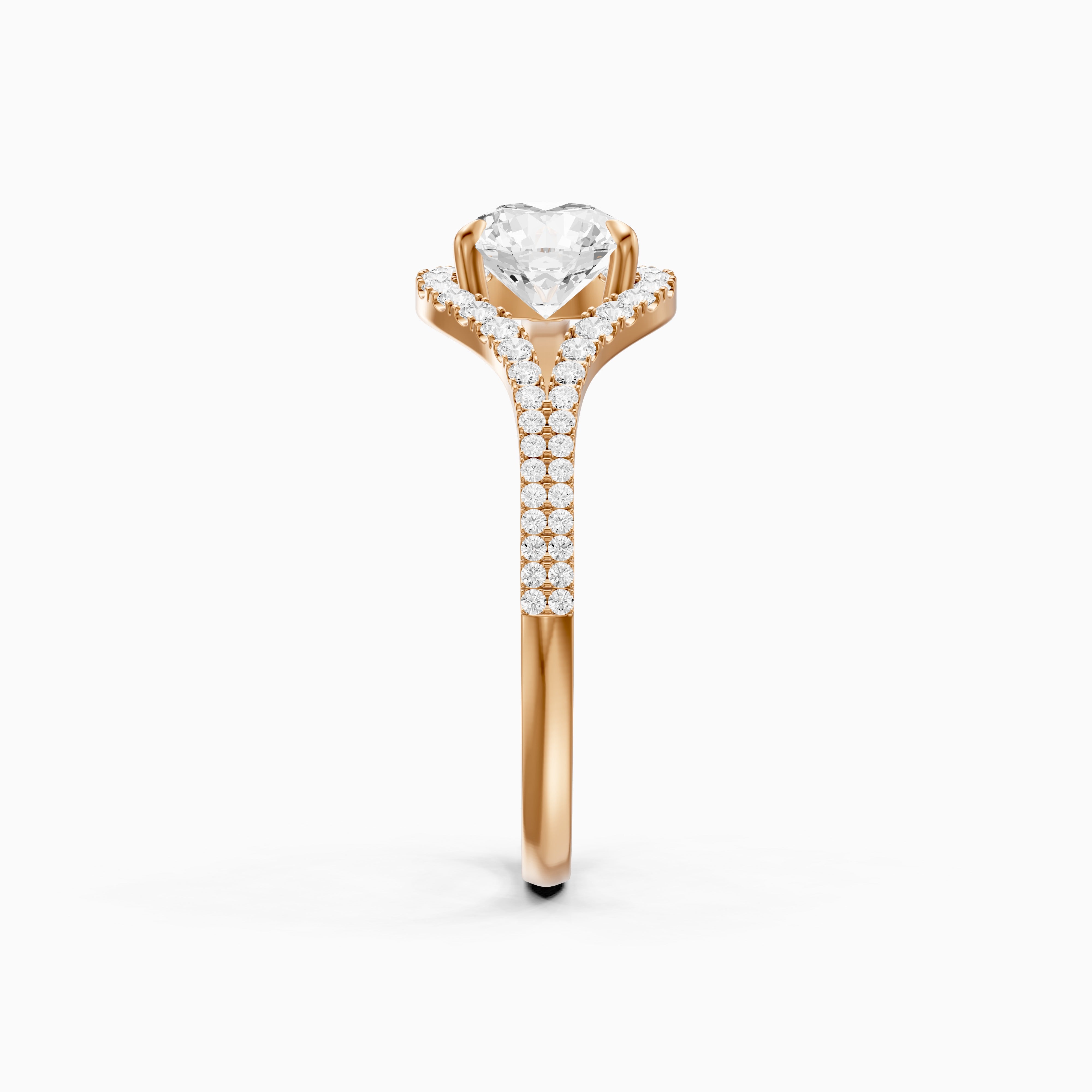 Jorden Round Unique Halo Pave Side Stone Moissanite Diamond Ring