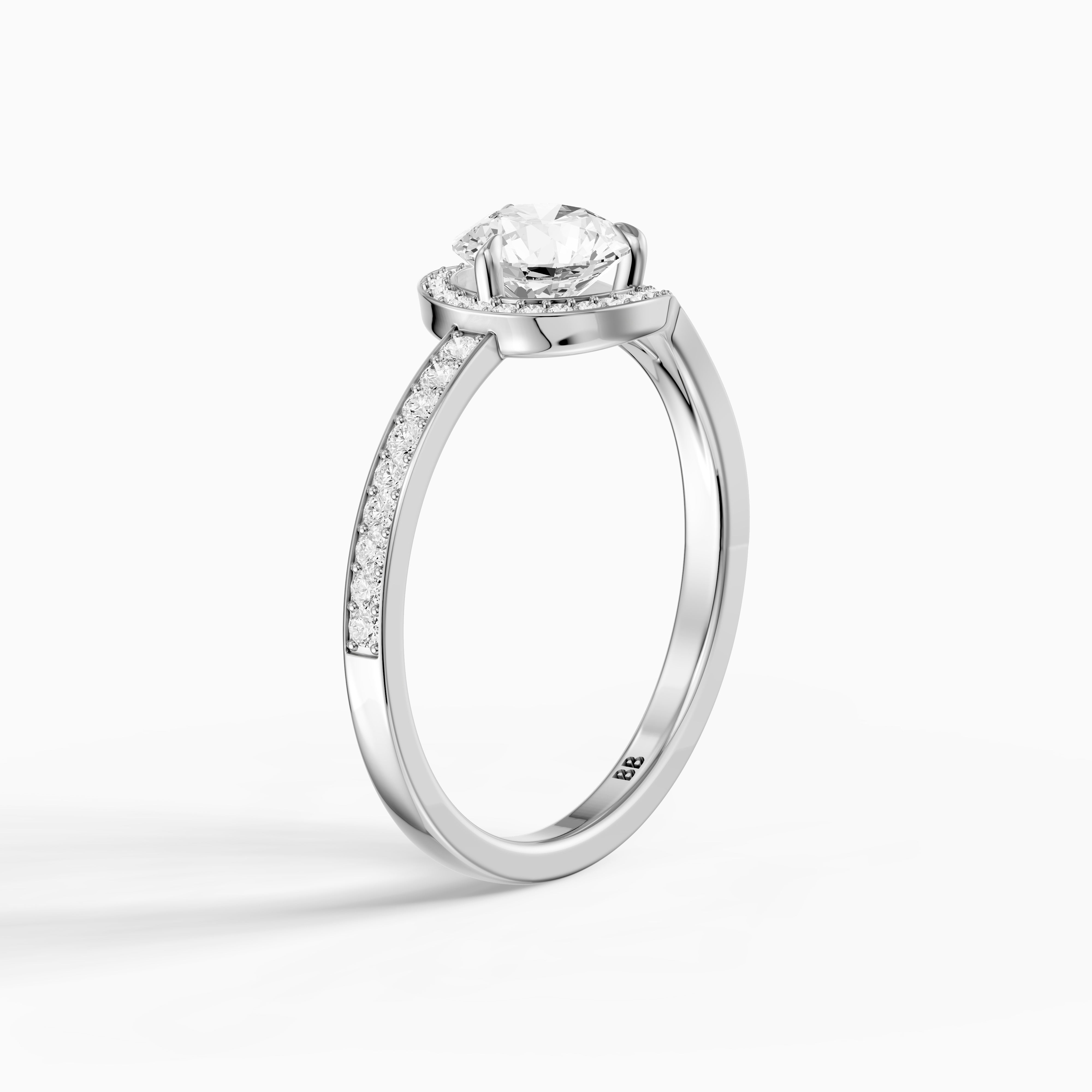 Ashlee Round Cut Unique Halo Channel Set Moissanite Diamond Ring