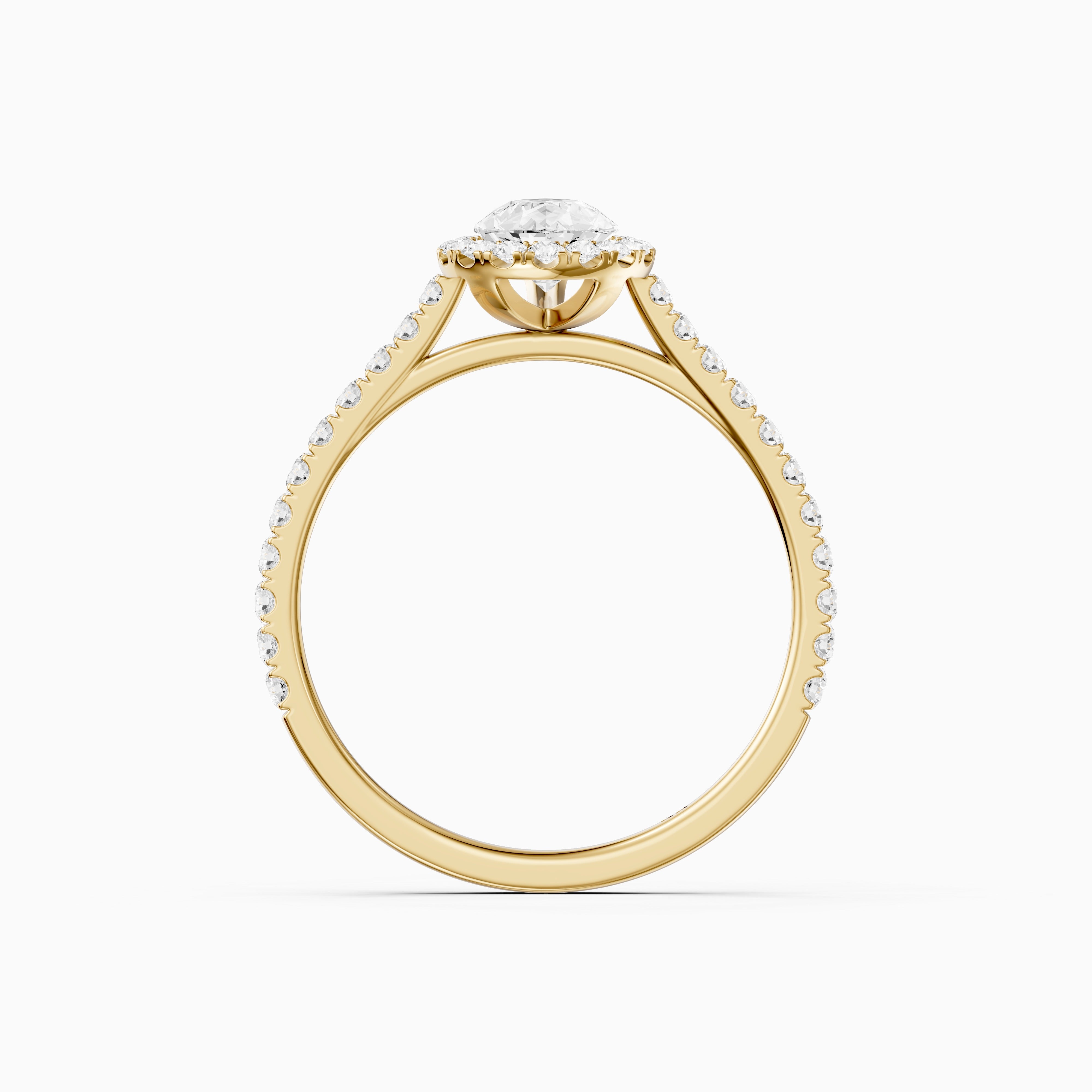 Joelle Pear Cut Halo Pave Side Stone Moissanite Engagement Ring