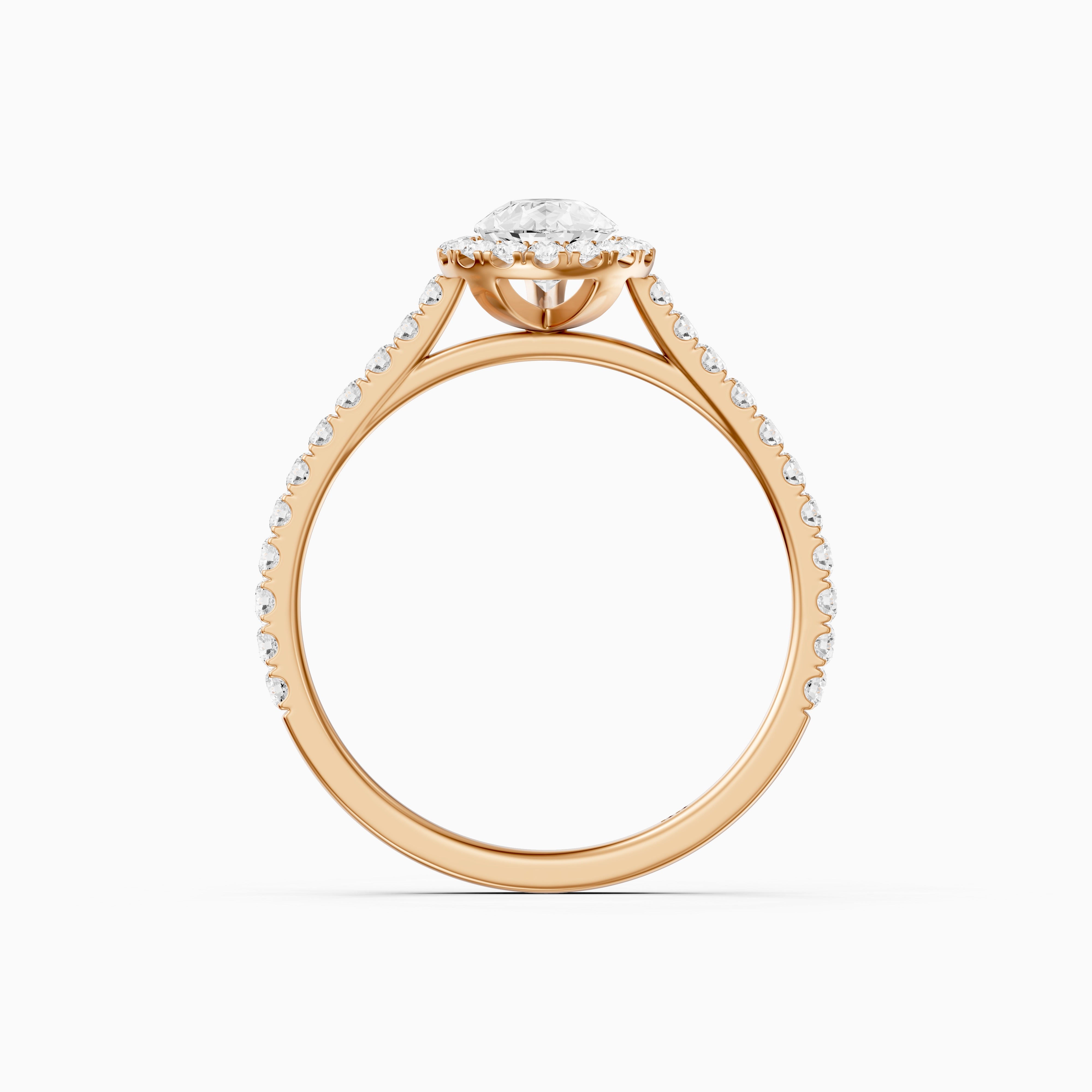 Joelle Pear Cut Halo Pave Side Stone Moissanite Engagement Ring