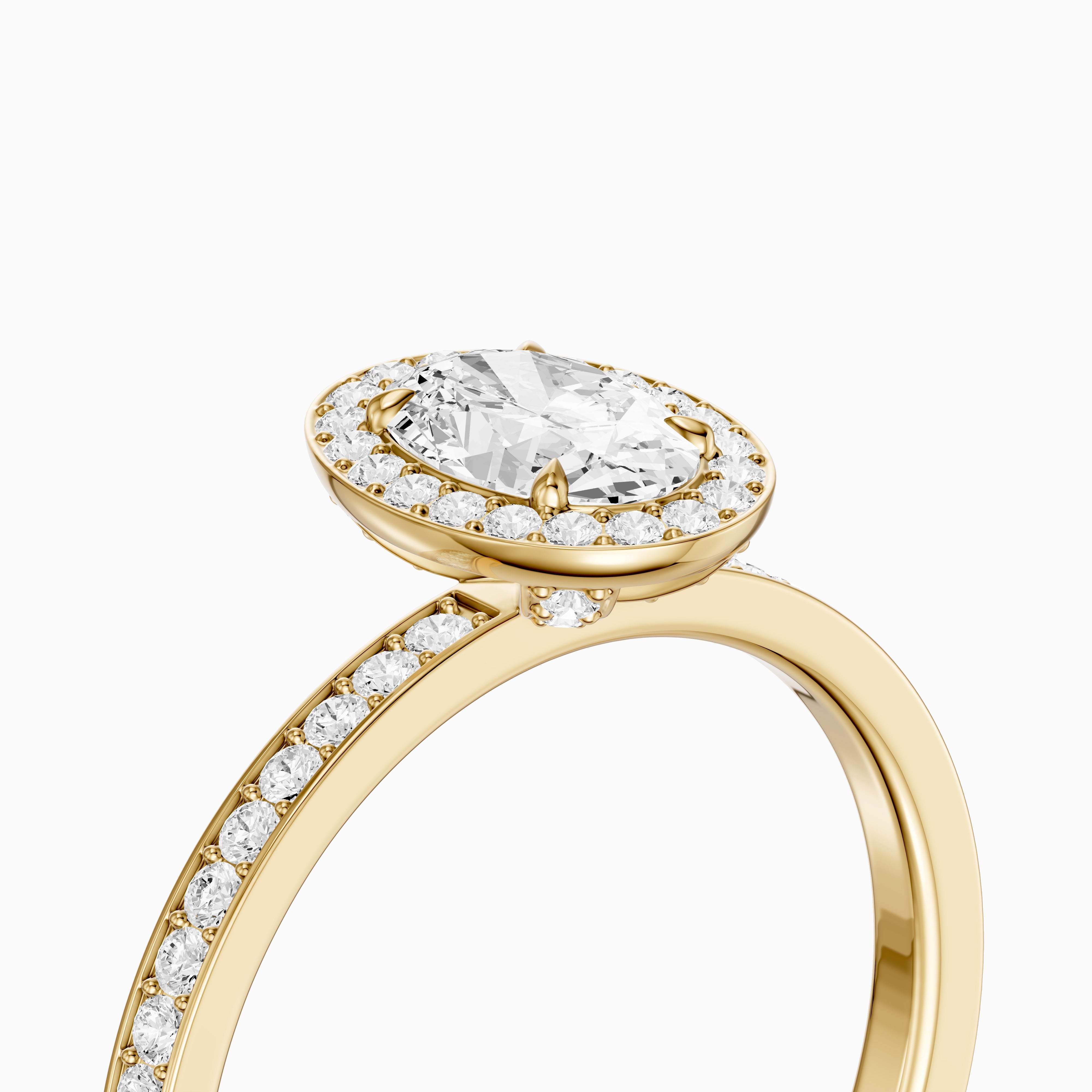 Anaiah Oval Cut Halo Channel Set Moissanite Engagement Ring