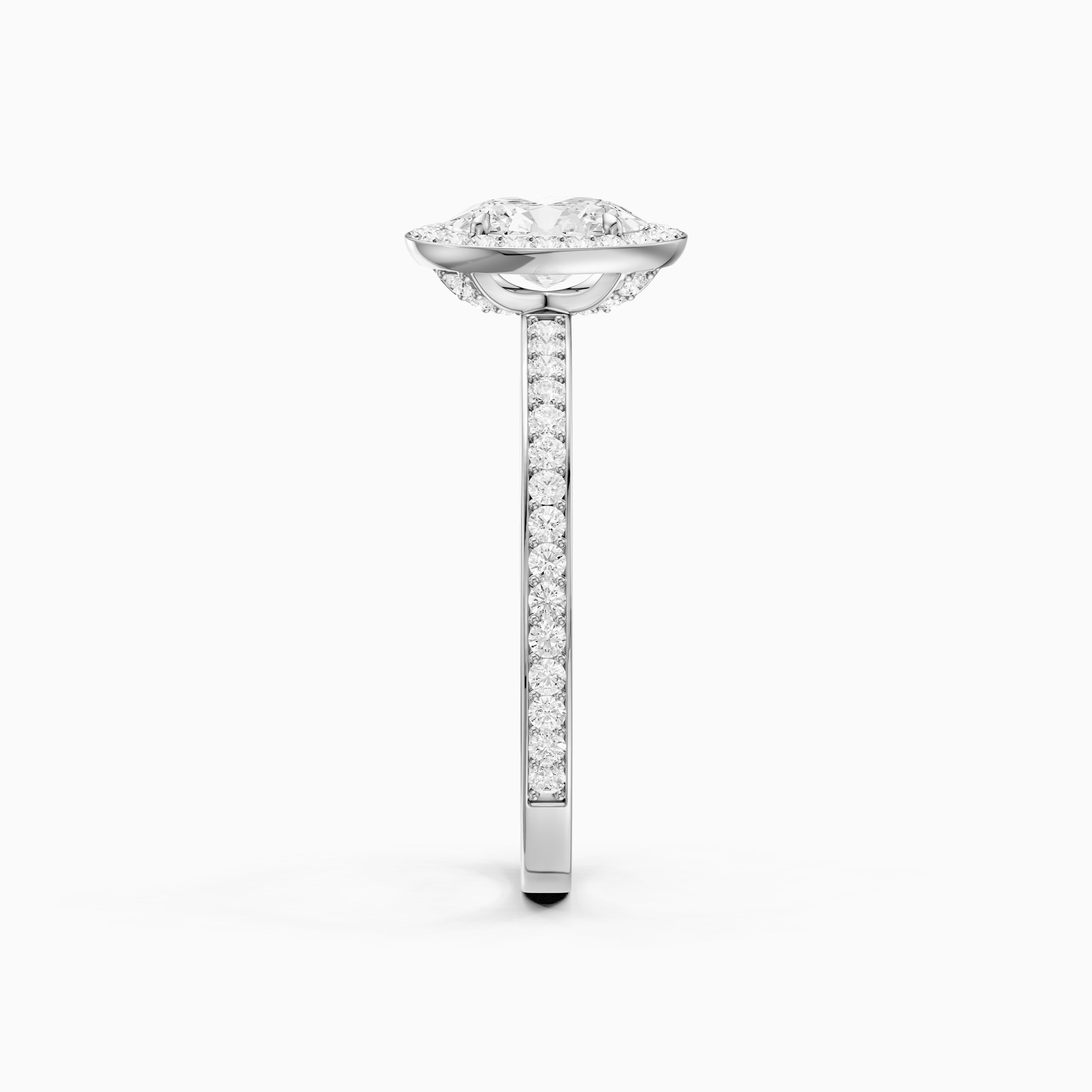 Anaiah Oval Cut Halo Channel Set Moissanite Engagement Ring