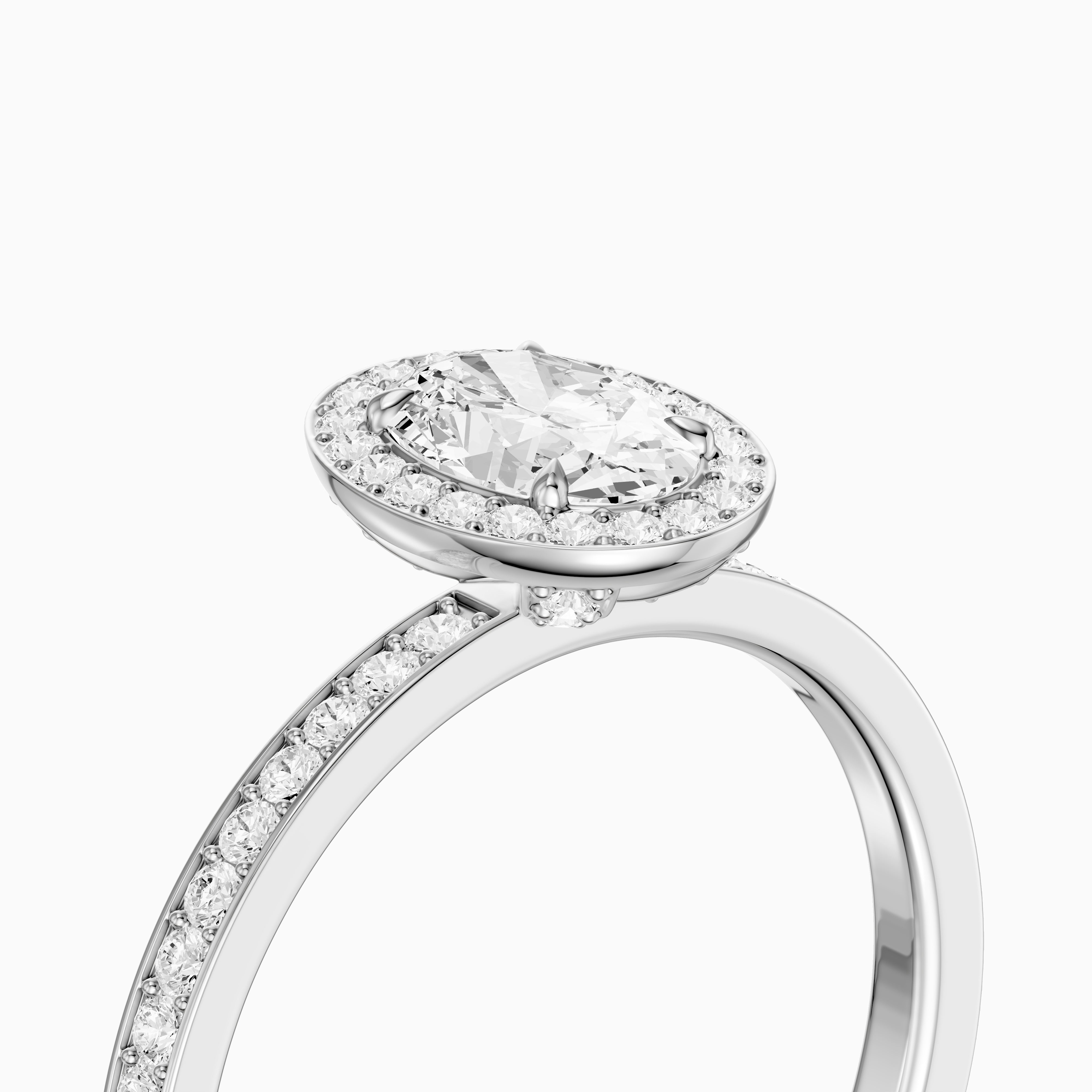 Anaiah Oval Cut Halo Channel Set Moissanite Engagement Ring