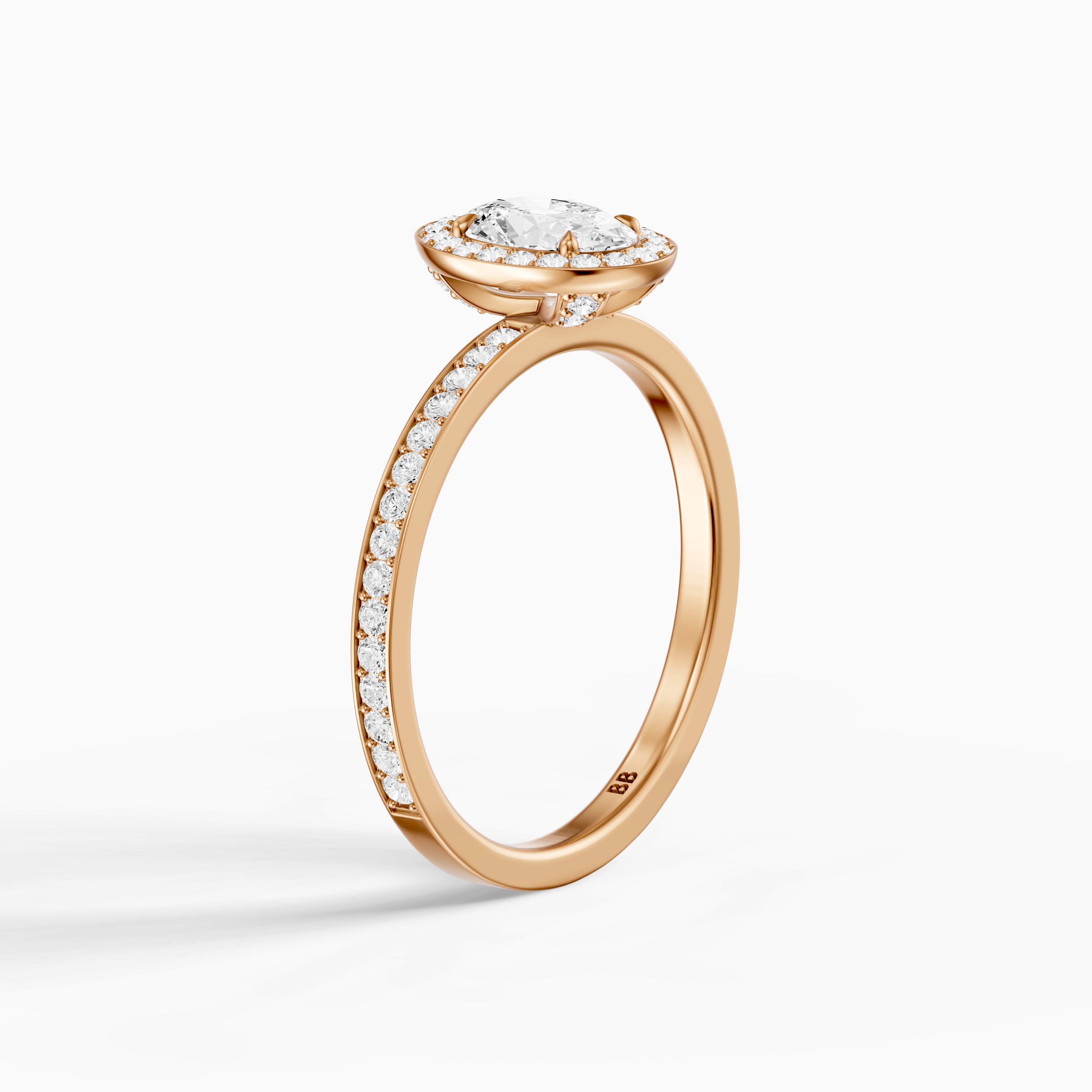 Anaiah Oval Cut Halo Channel Set Moissanite Engagement Ring