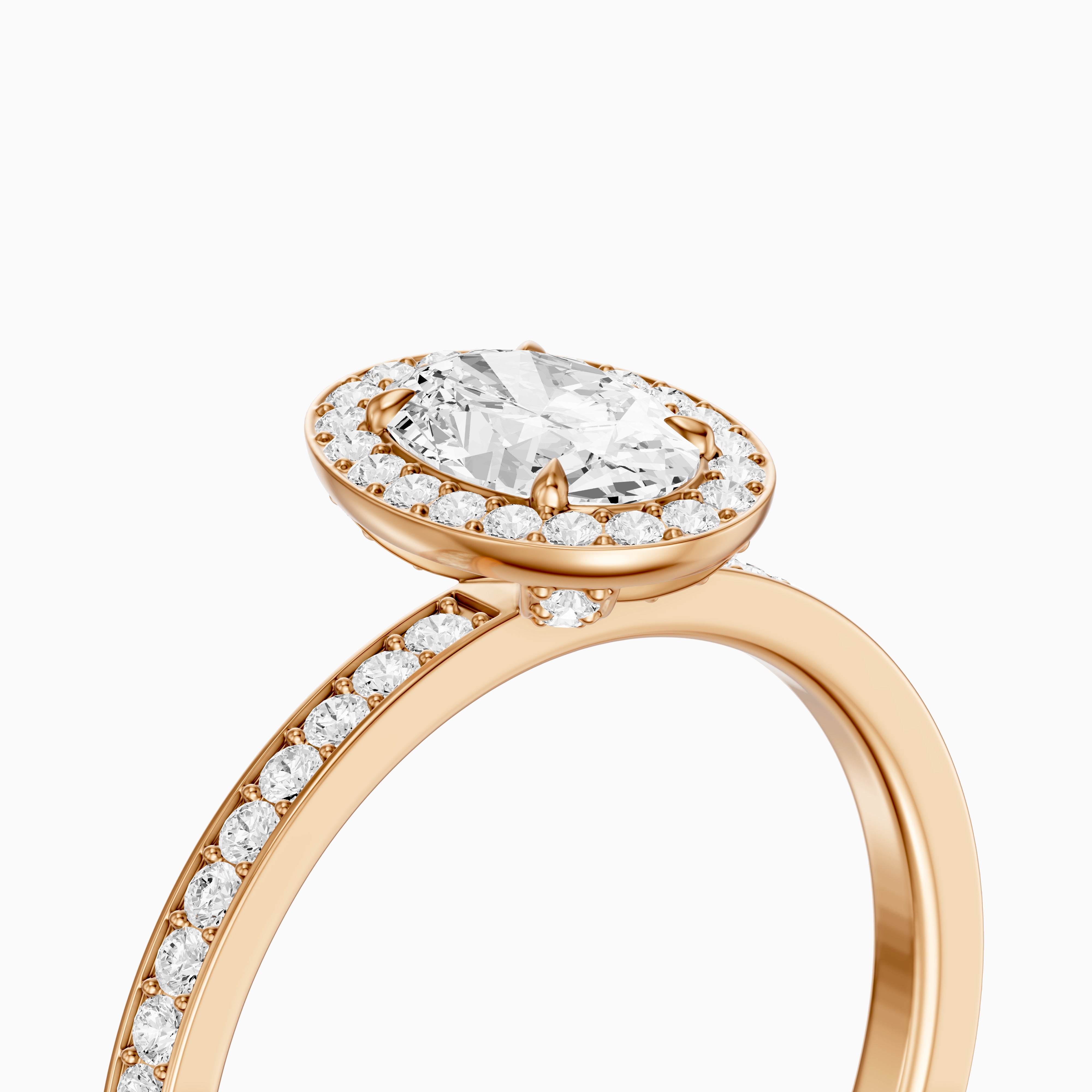 Anaiah Oval Cut Halo Channel Set Moissanite Engagement Ring