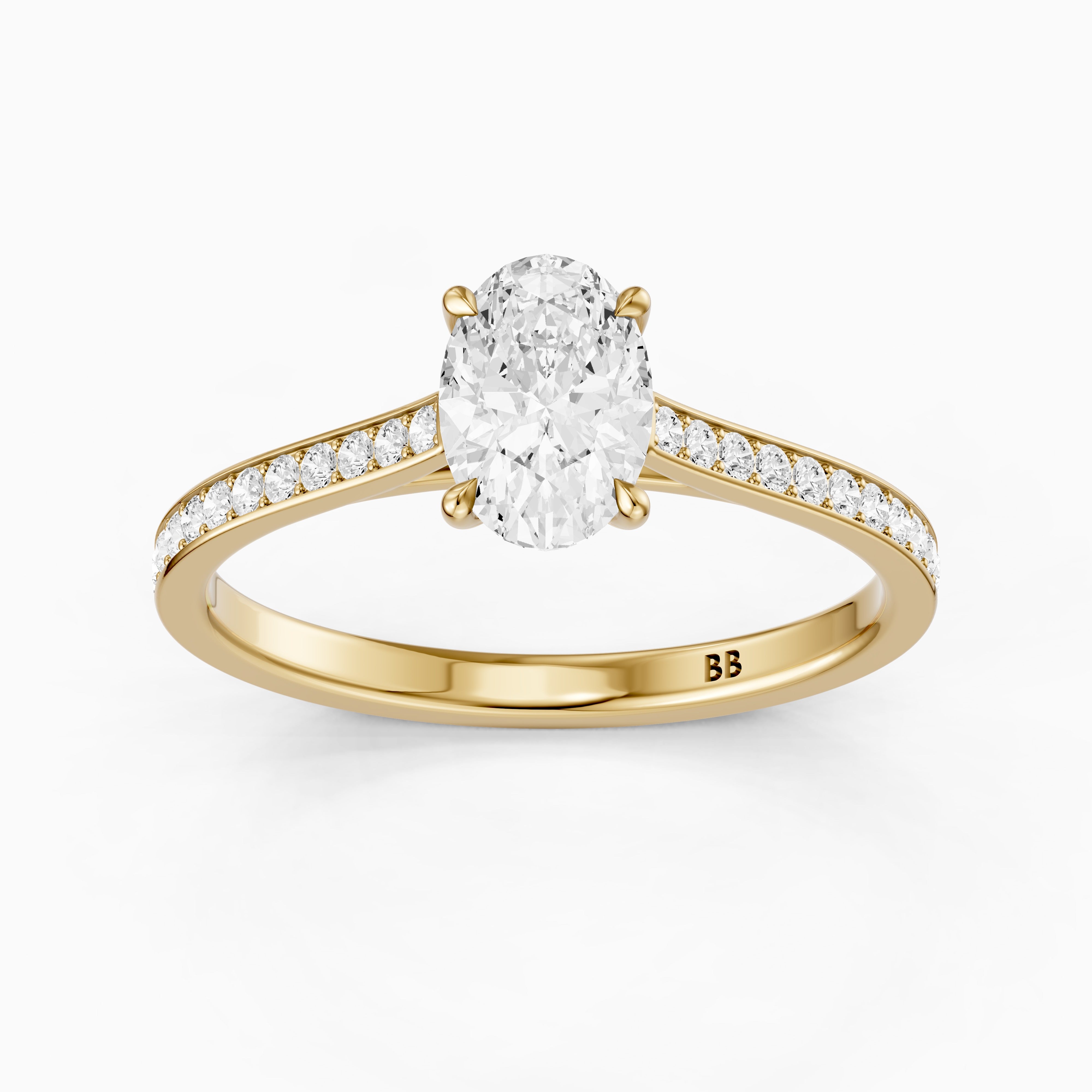 Ariyah Oval Cut Channel Set Side Stone Lab Grown Diamond Ring