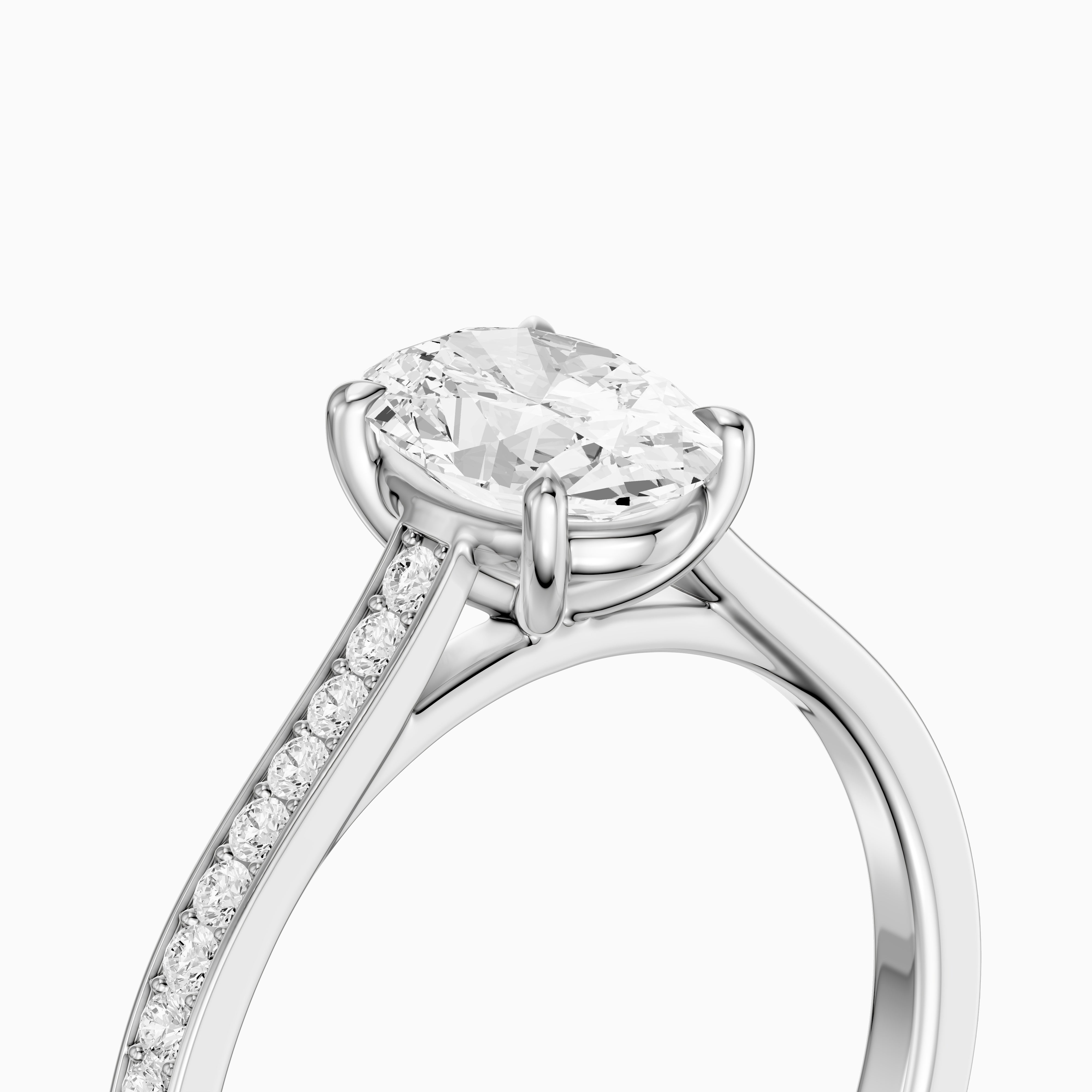 Ariyah Oval Cut Channel Set Side Stone Moissanite Diamond Ring
