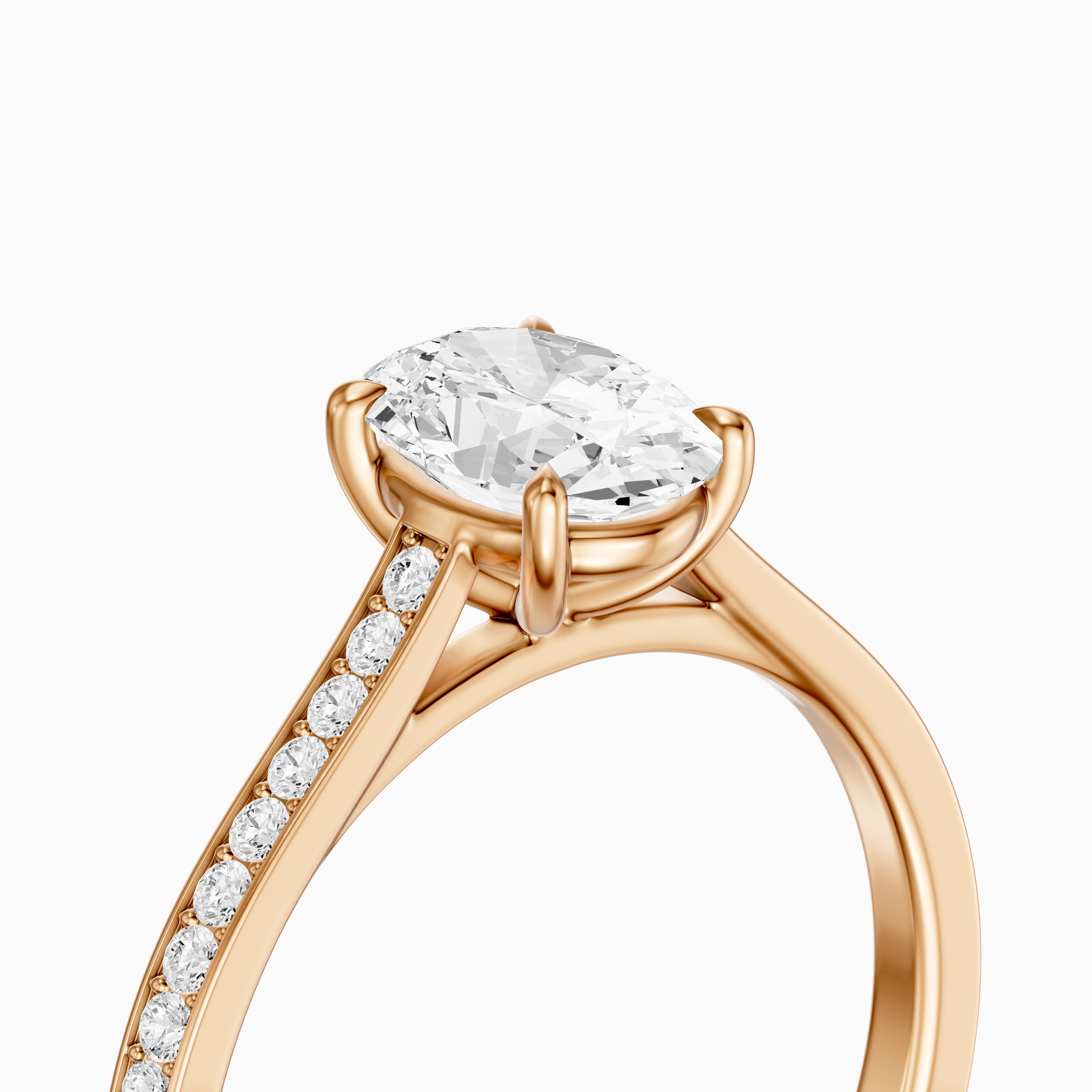 Ariyah Oval Cut Channel Set Side Stone Moissanite Diamond Ring