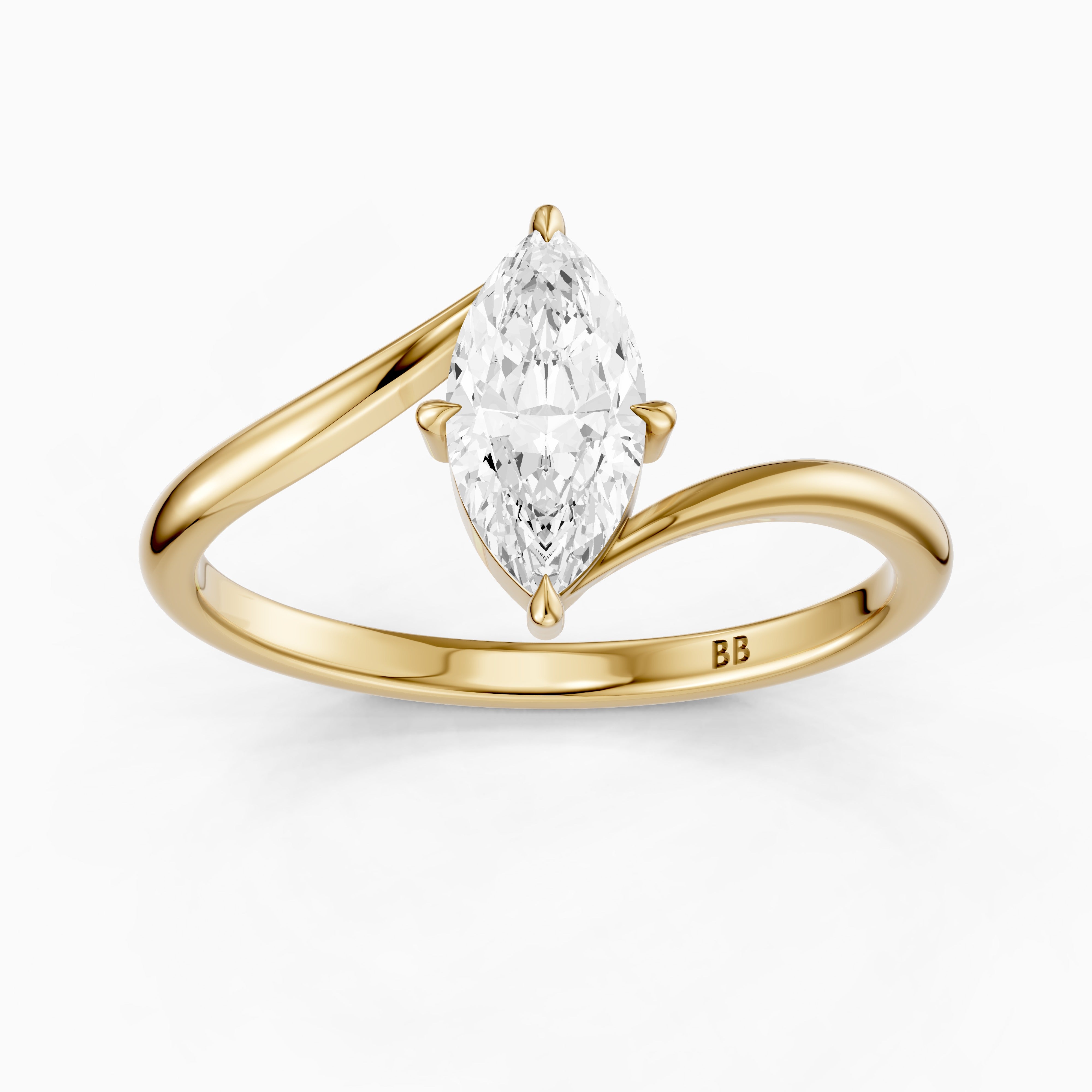 Mila Marquise Cut Solitaire Twist Shank Lab Grown Diamond Ring