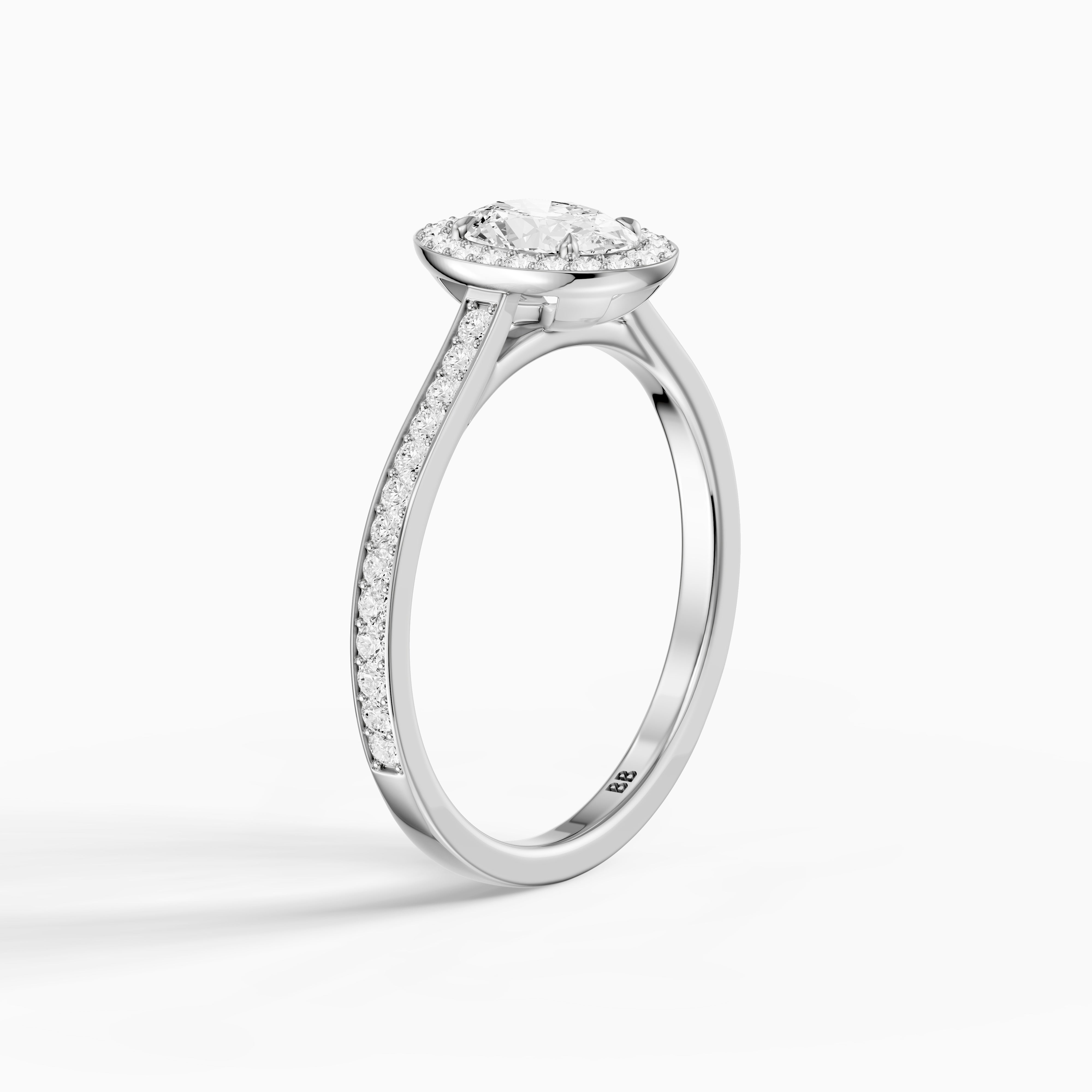 Delaney Oval Cut Halo Channel Set Moissanite Diamond Ring