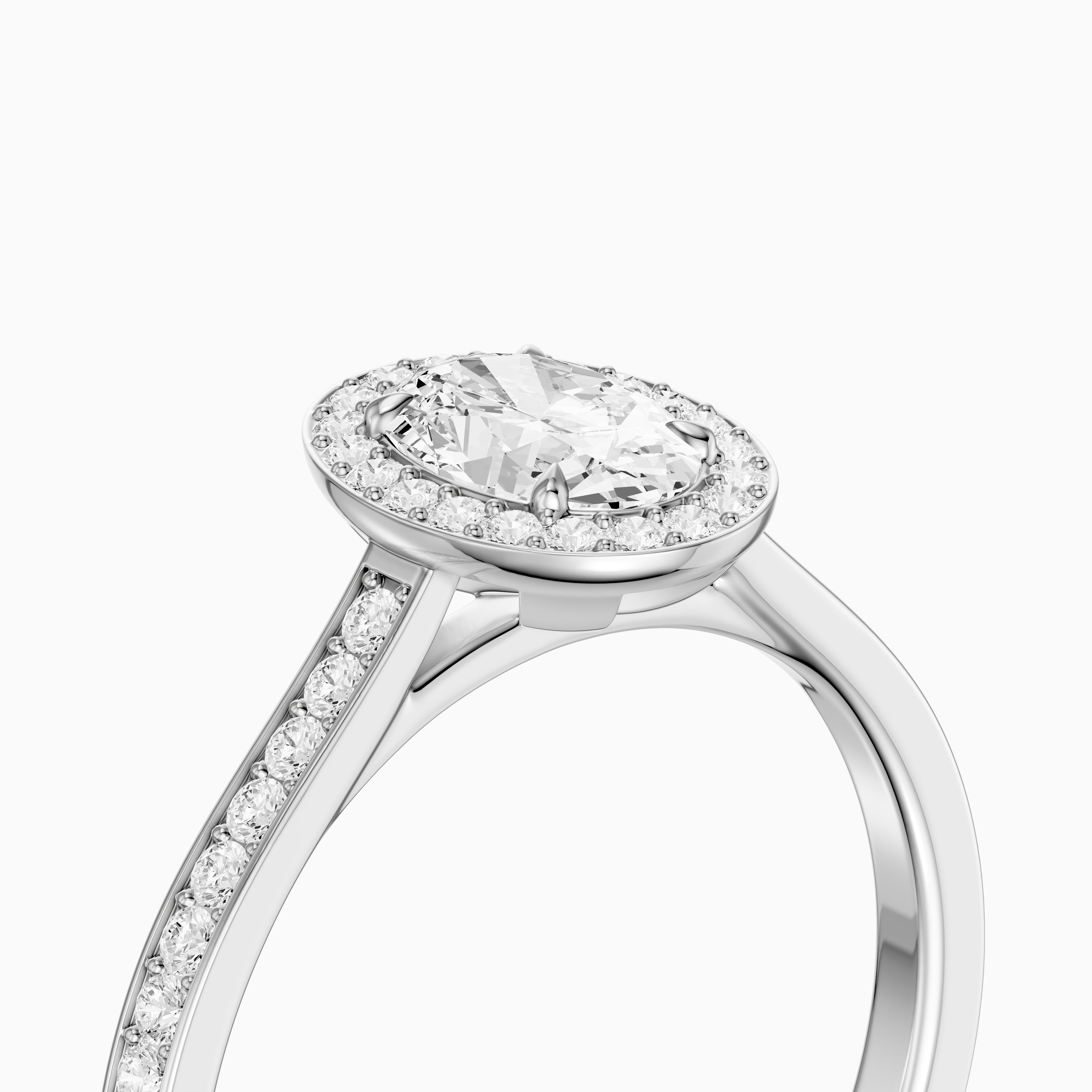 Delaney Oval Cut Halo Channel Set Moissanite Diamond Ring